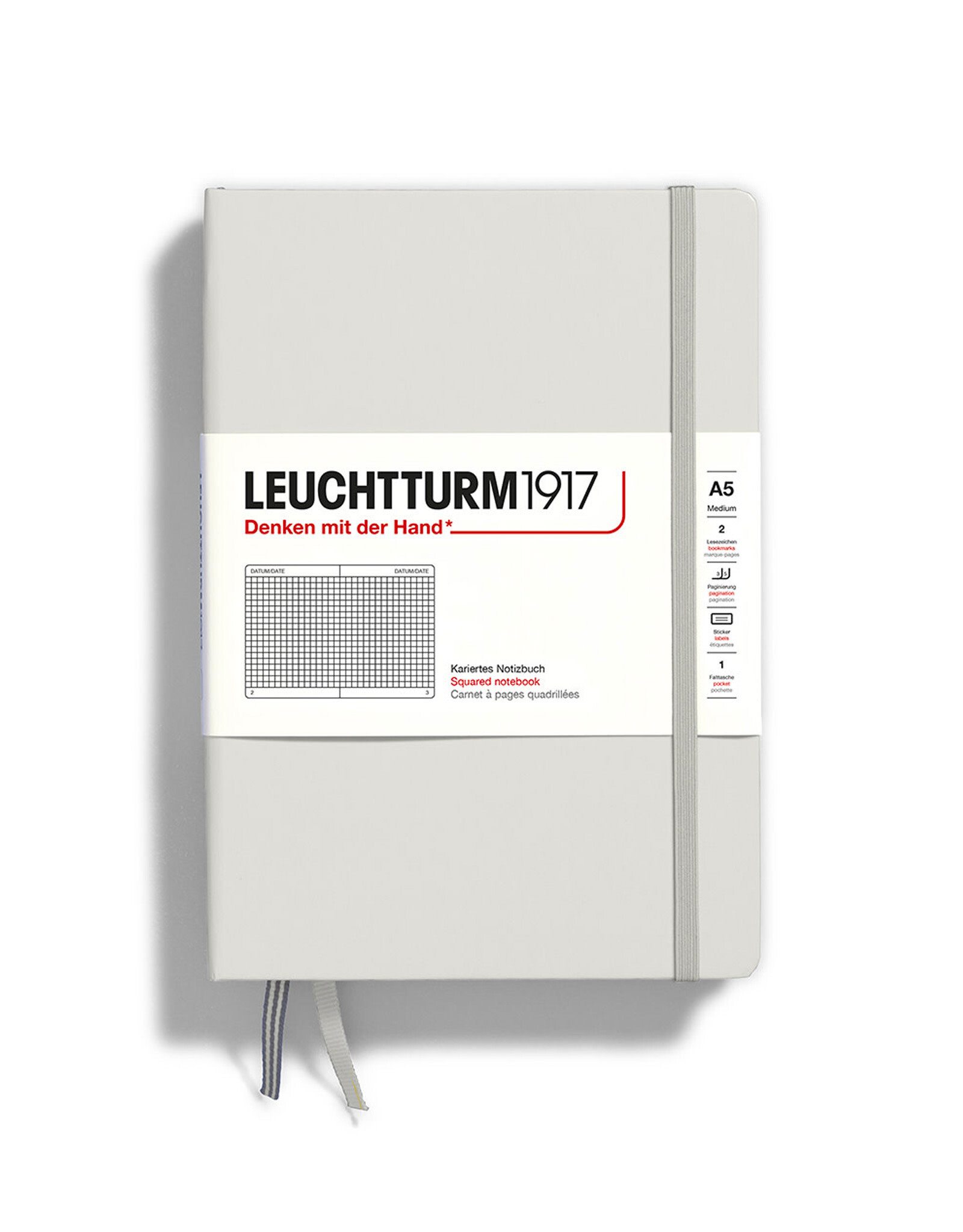CLEARANCE  LEUCHTTURM1917 Notebook Classic, Light Grey, A5, Squared
