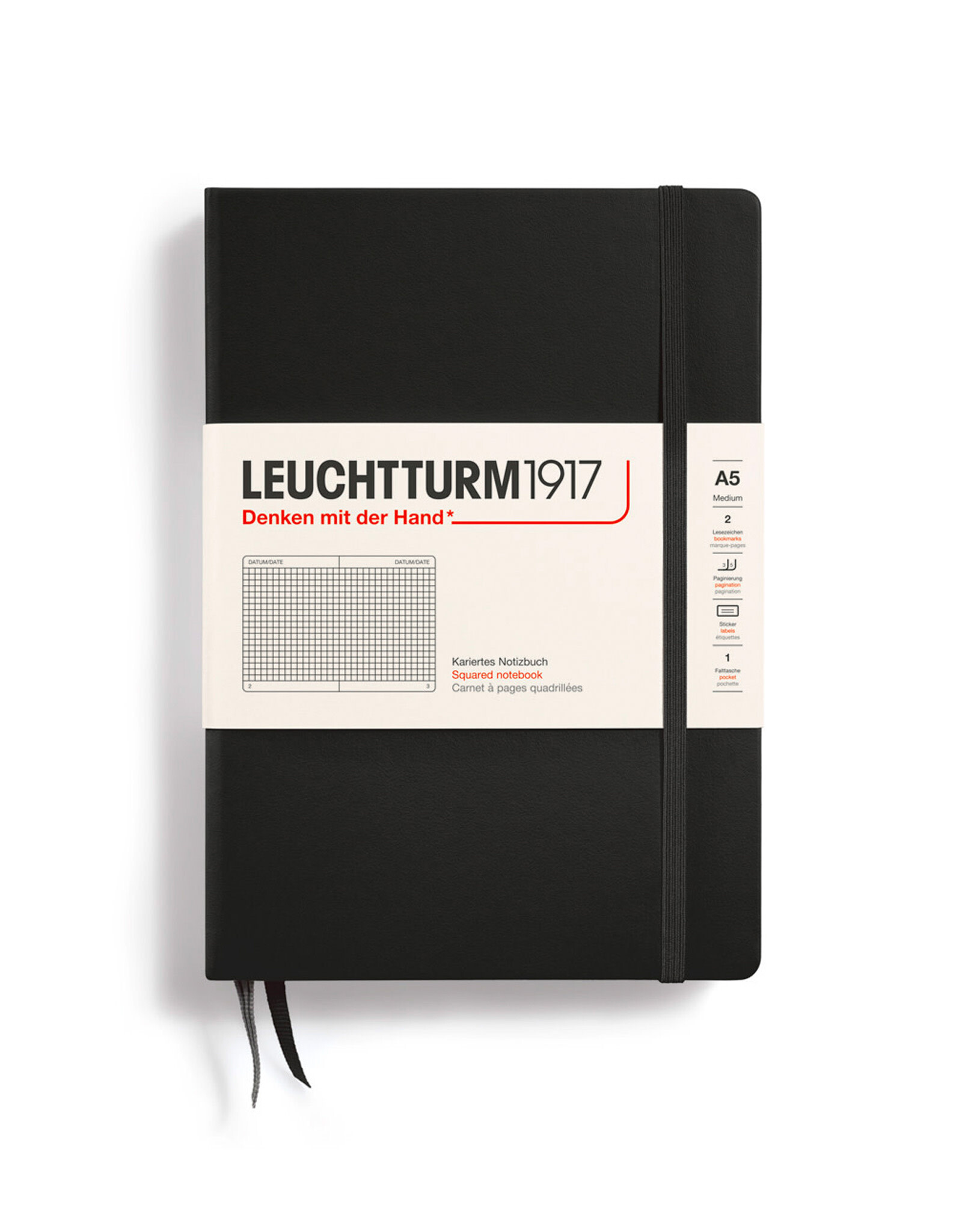 LEUCHTTURM1917 LEUCHTTURM1917 Notebook Classic, Black, A5, Squared