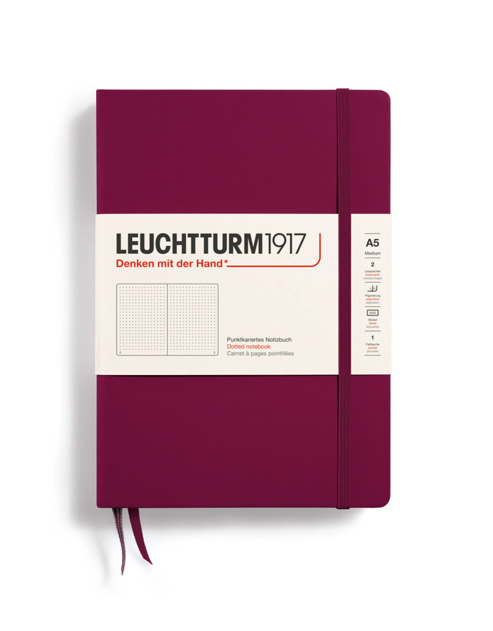 LEUCHTTURM1917 LEUCHTTURM1917 Notebook Classic, Port Red, A5, Dotted