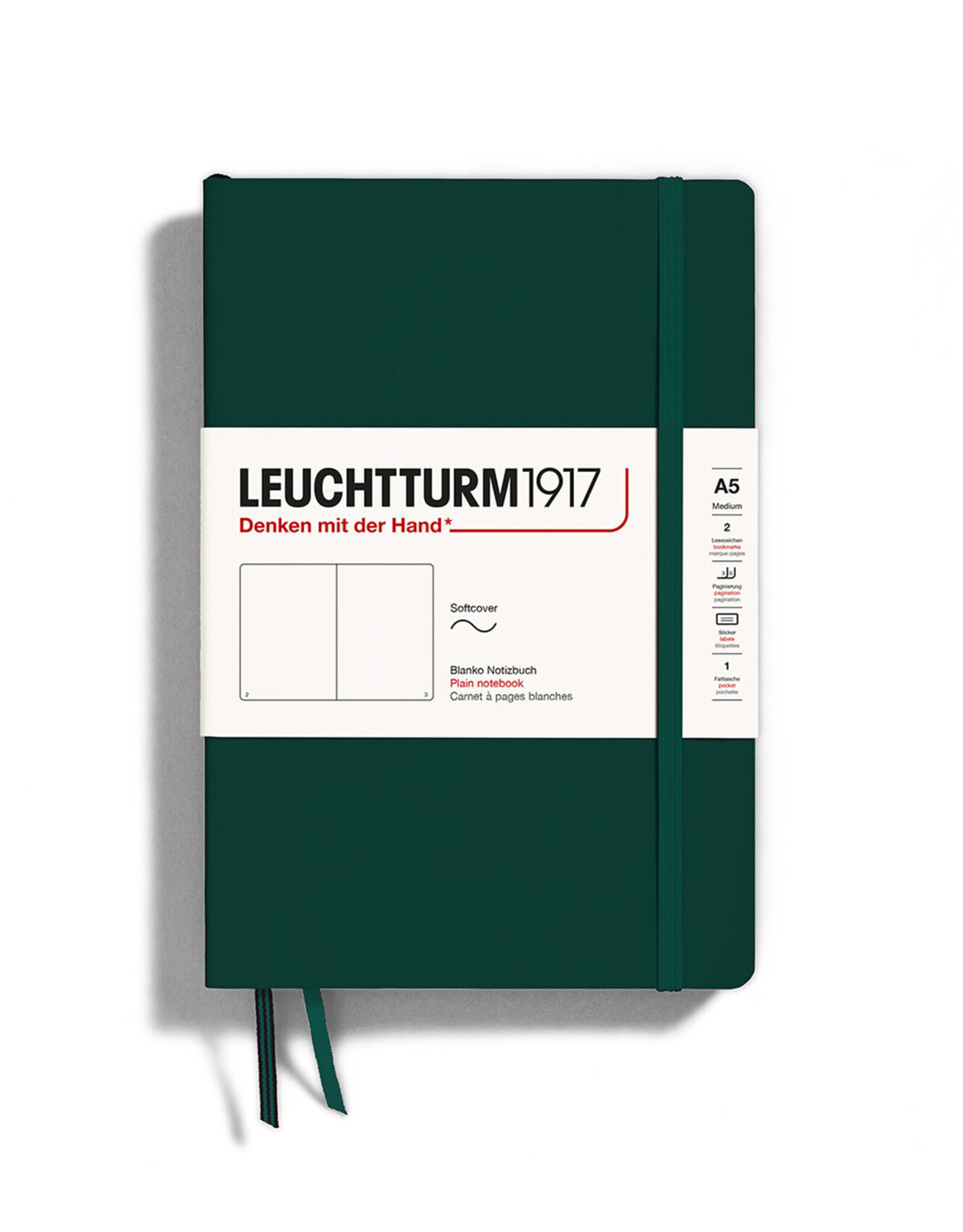 LEUCHTTURM1917 LEUCHTTURM1917 Notebook Classic Softcover, Forest Green, A5, Plain