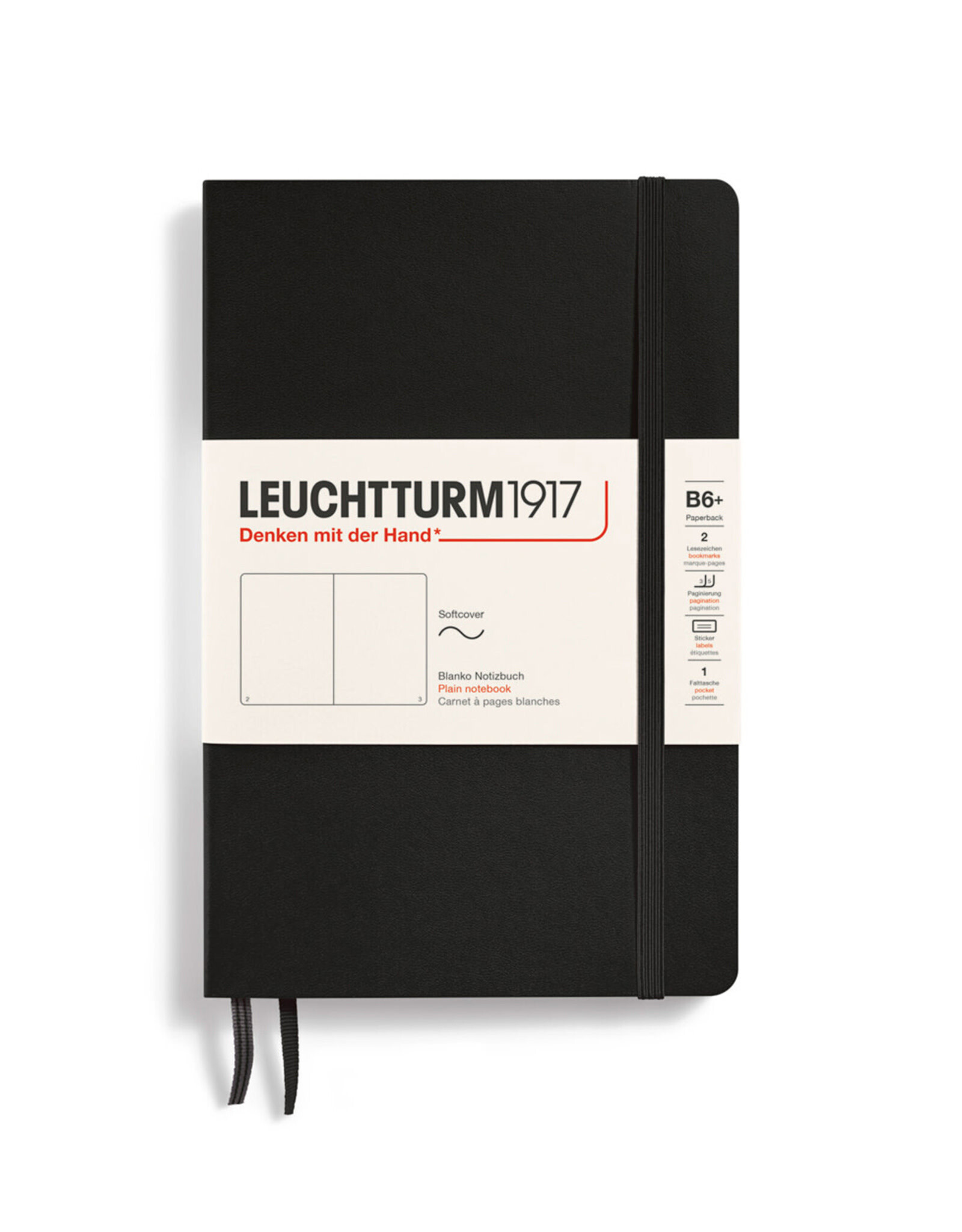 LEUCHTTURM1917 LEUCHTTURM1917 Notebook Classic Softcover, Black, B6, Plain