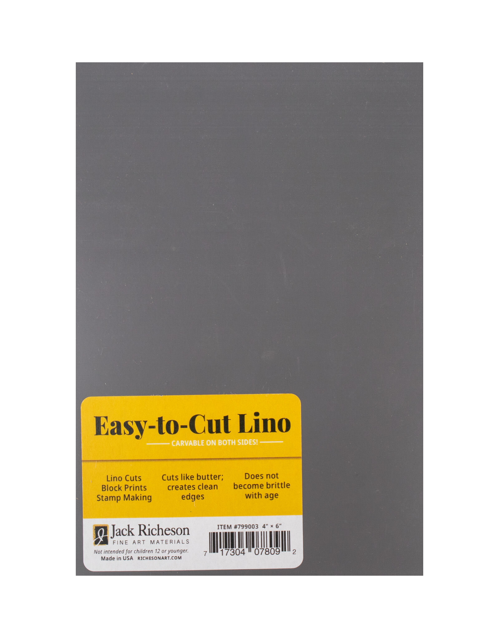 Jack Richeson Jack Richeson Easy-to-Cut Unmounted Linoleum, 4” x 6”, Grey