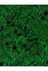 AITOH Aitoh Lokta Printed Rain Forest Black on Green 19.5" x 29.5"