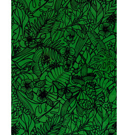 AITOH Aitoh Lokta Printed Rain Forest Black on Green 19.5" x 29.5"