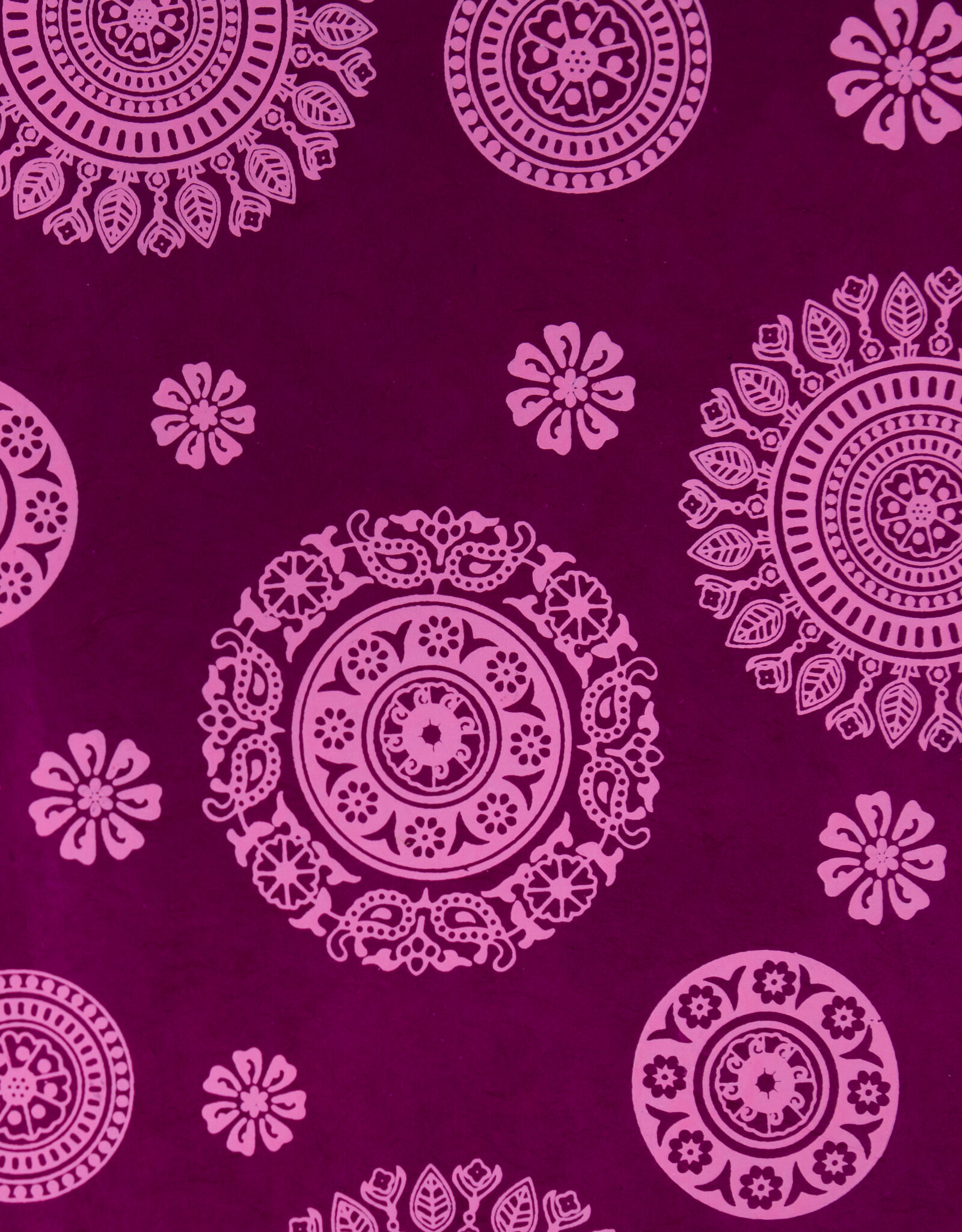 AITOH Aitoh Lokta Printed Mandala Pink on Maroon 19.5" x 29.5"