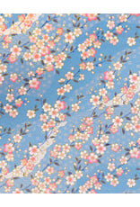 AITOH Aitoh Yuzenshi: Blossom & Leaves on Blue, 18.5" x 25"