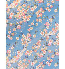 AITOH AITOH Yuzenshi: Blossom & Leaves on Blue, 18½" x 25"