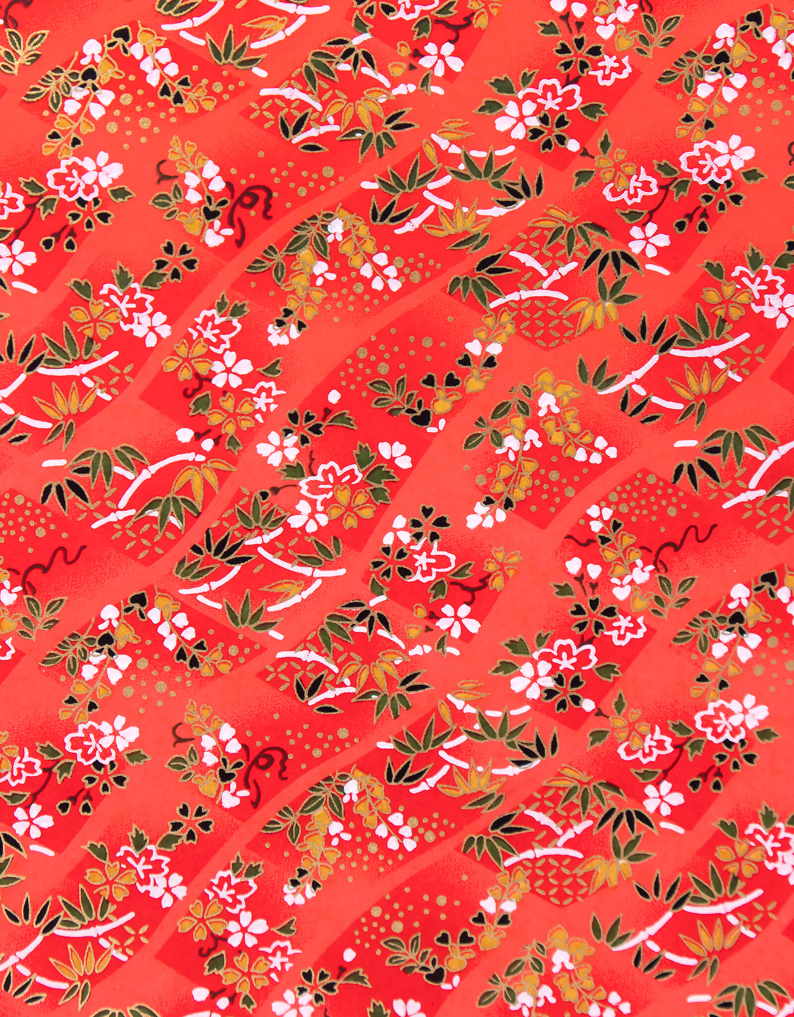AITOH Aitoh Yuzenshi: Red with Flowers and Leaves, 22" x 32"