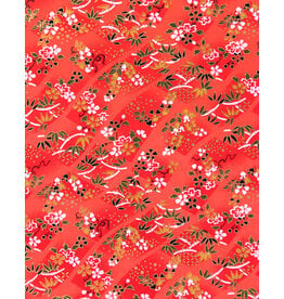 AITOH AITOH Yuzenshi: Red with Flowers and Leaves, 22” x 32”