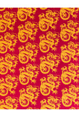 AITOH Aitoh Lokta Printed Dragon Yellow on Red 19.5" x 29.5"