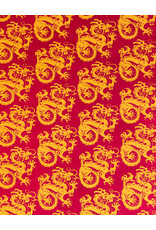 CLEARANCE Aitoh Lokta Printed Dragon Yellow on Red 19.5" x 29.5"