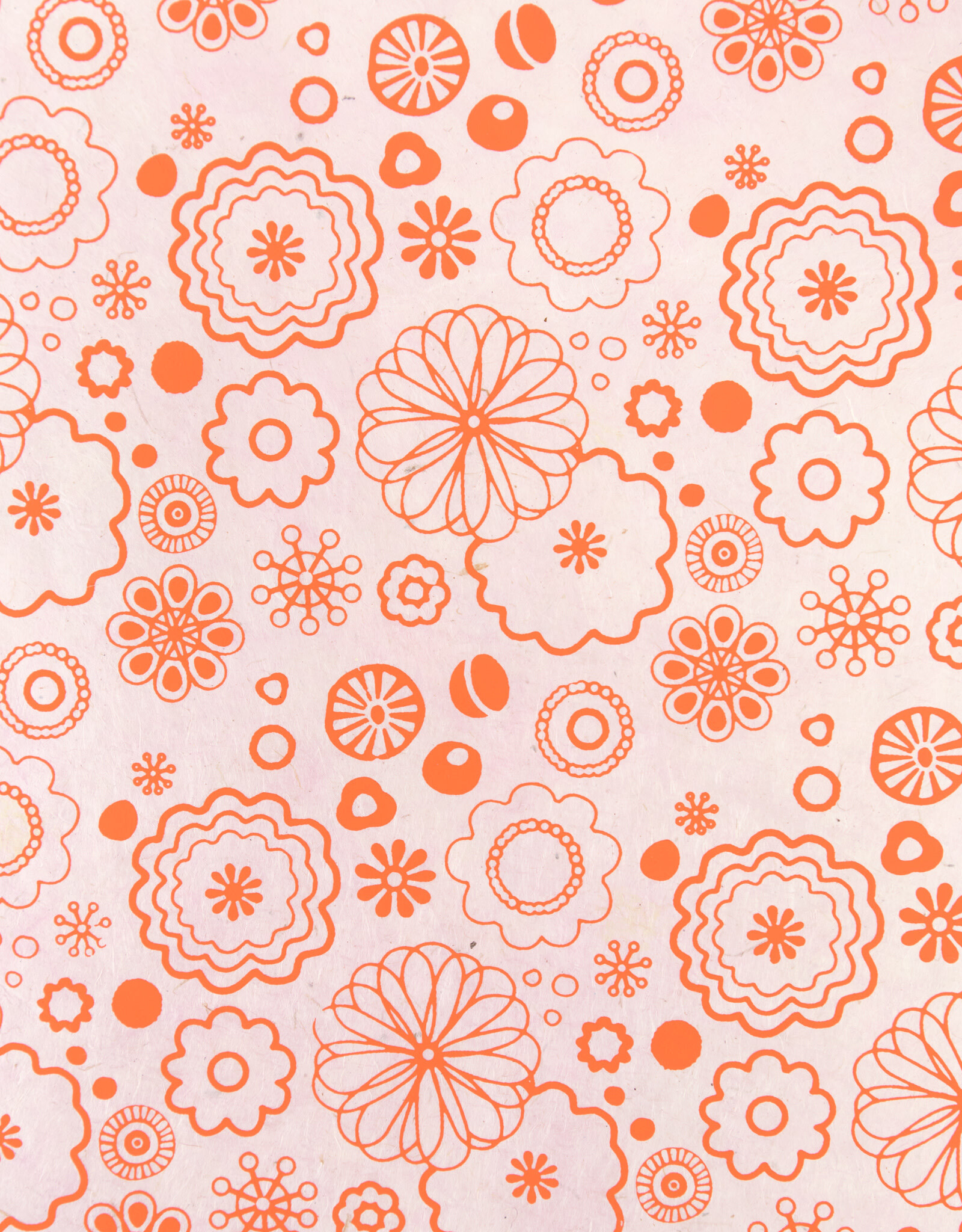 AITOH Aitoh Lokta Printed Chamli Orange on Pale Pink 19.5" x 29.5"