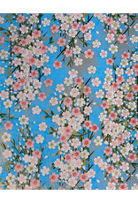 CLEARANCE Aitoh Cherry Blossoms with Gold on Light Blue, 19" x 25.5"