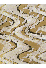 AITOH Aitoh Yuzenshi: Flying Cranes on Gold & White, 18.5" x 25"