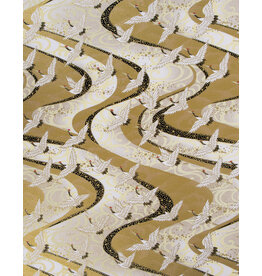 CLEARANCE Aitoh Yuzenshi: Flying Cranes on Gold & White, 18.5" x 25"