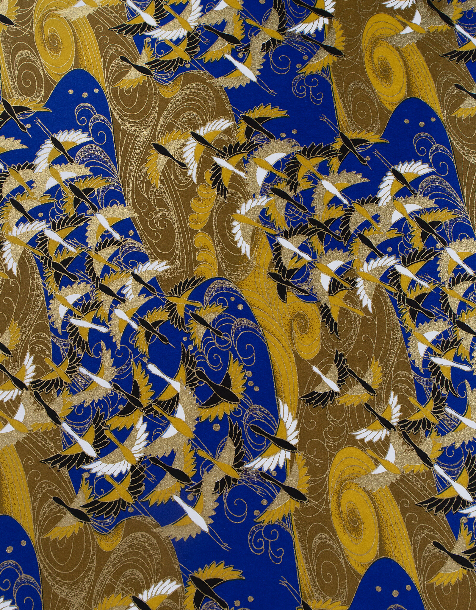 AITOH Aitoh Yuzenshi: Cranes on Gold/Blue, 21.5" x 31.5"