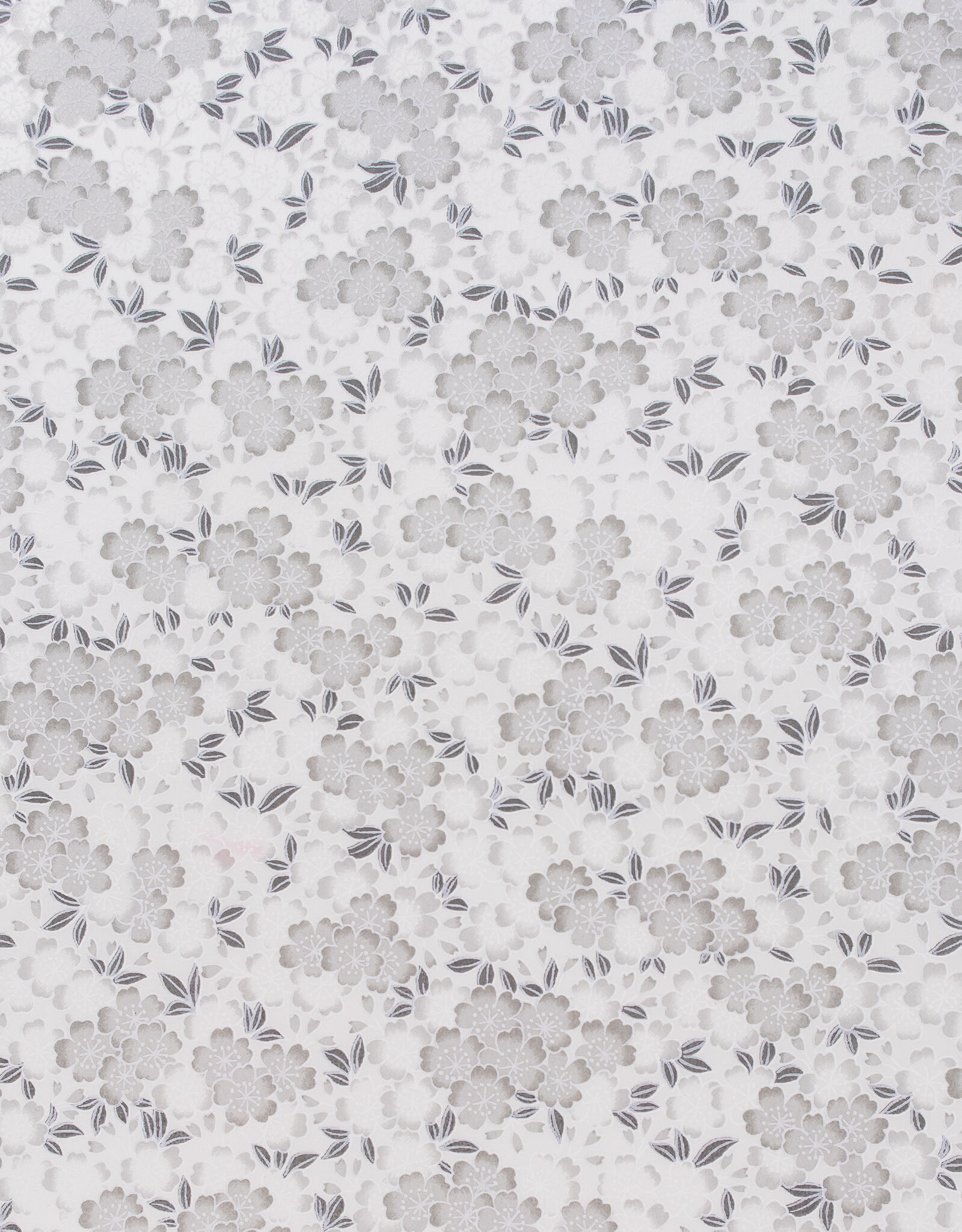 AITOH Aitoh Yuzenshi: Grey Flowers on White, 18.5" x 25"