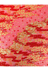 AITOH Aitoh Kirara: Light Pink, Red, Gold Flowers, 18.25" x 25"