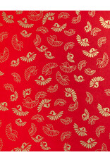 AITOH Aitoh Yuzenshi: Flying Gold Cranes on Red, 18.5" x 25"
