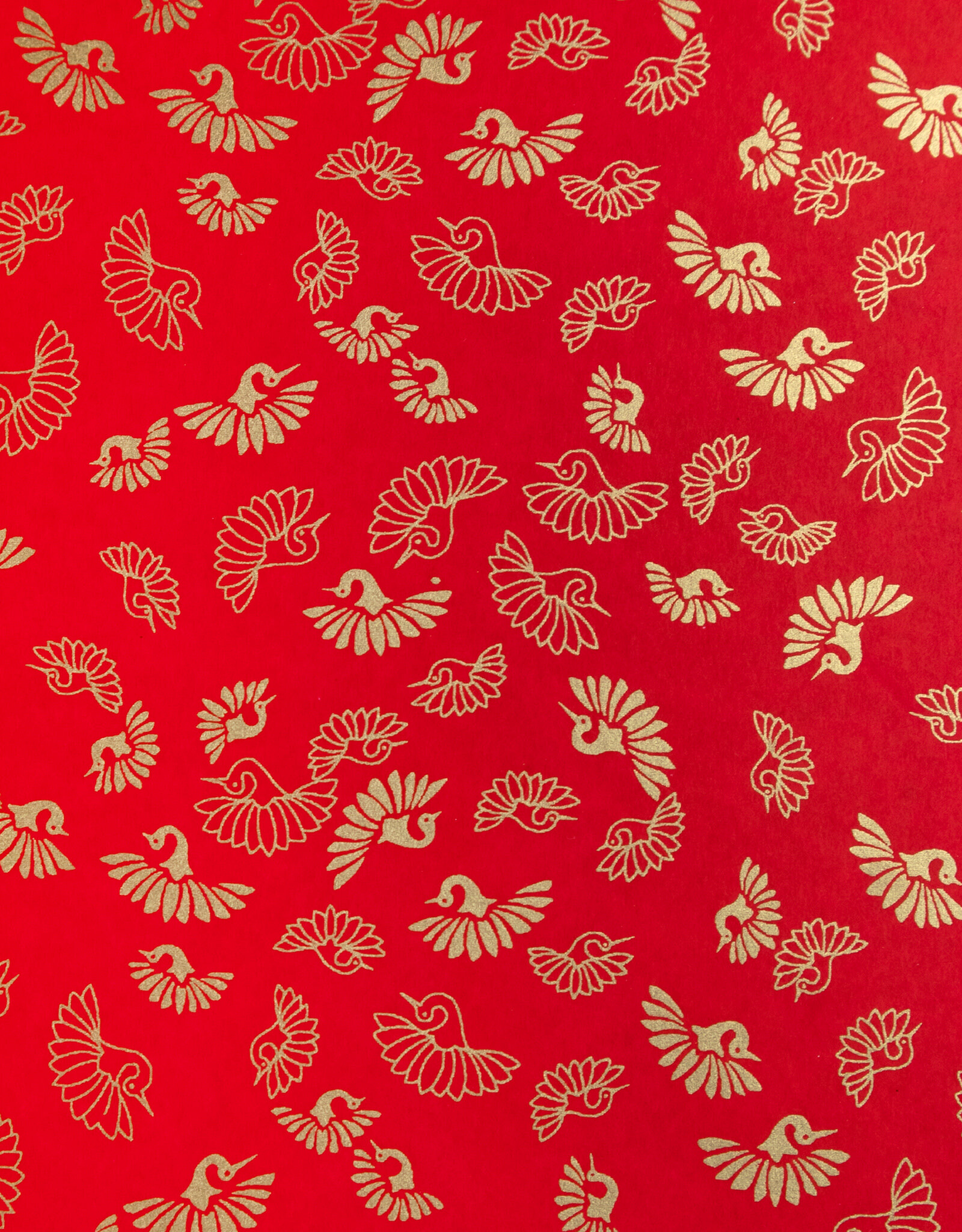 AITOH Aitoh Yuzenshi: Flying Gold Cranes on Red, 18.5" x 25"