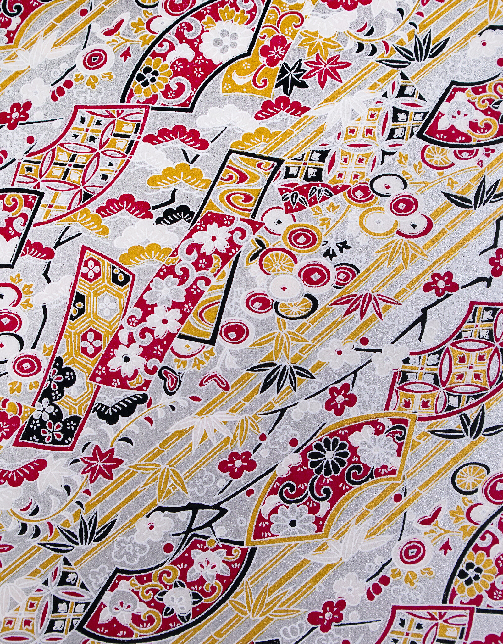 AITOH Aitoh Yuzenshi: Fans and Leaves on Silver 19" x 25"