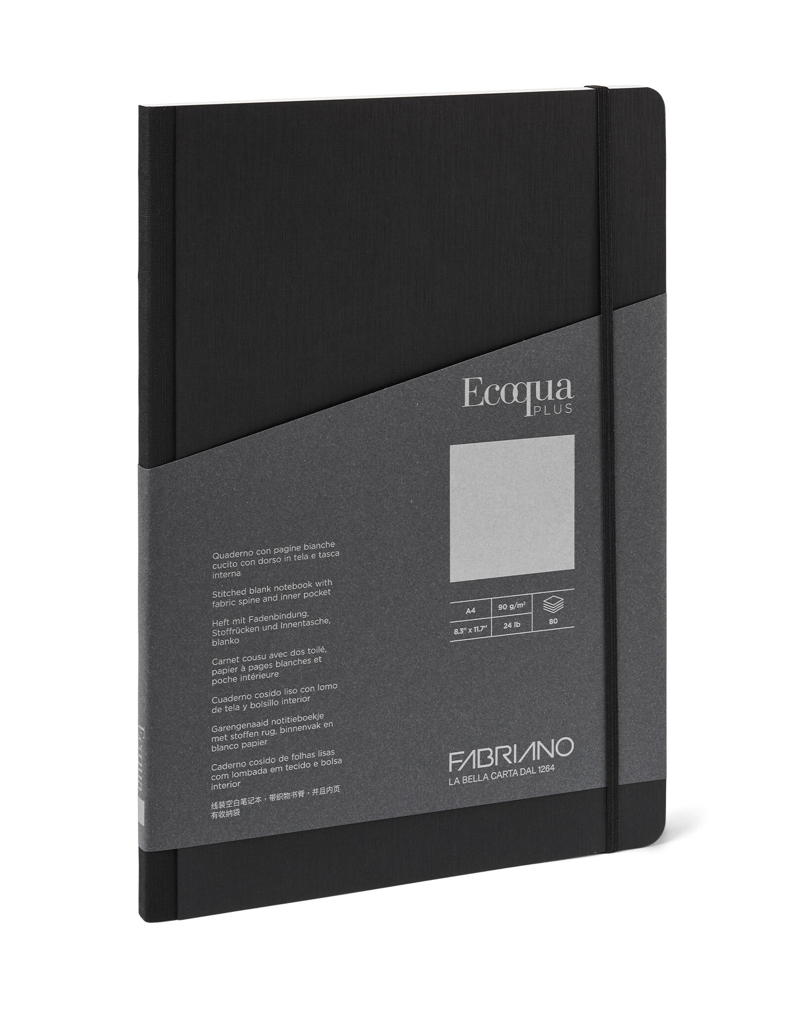 Ecoqua Plus Fabric Bound Notebook, Black, A4, Blank