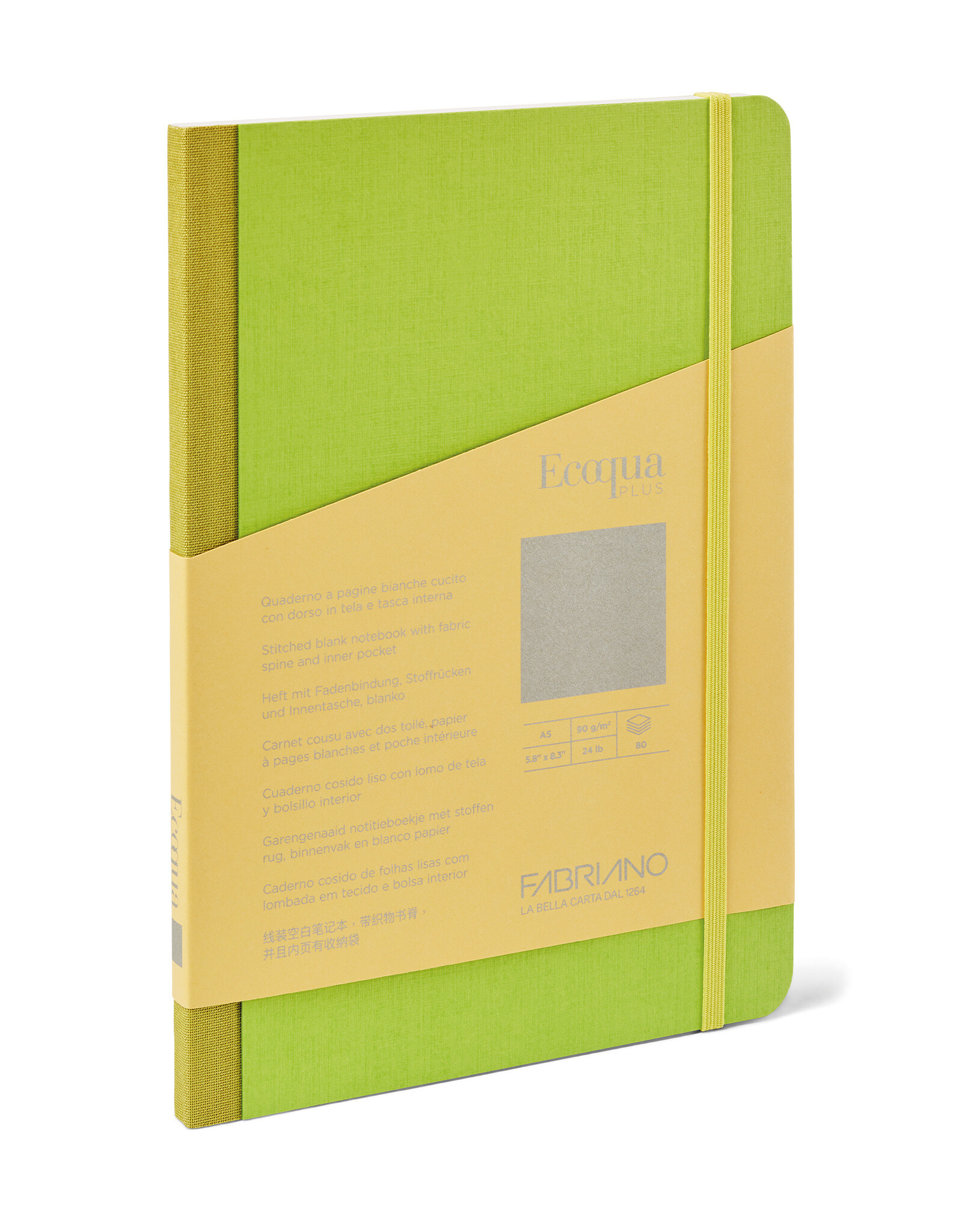 Ecoqua Plus Fabric Bound Notebook, Lime, A5, Blank