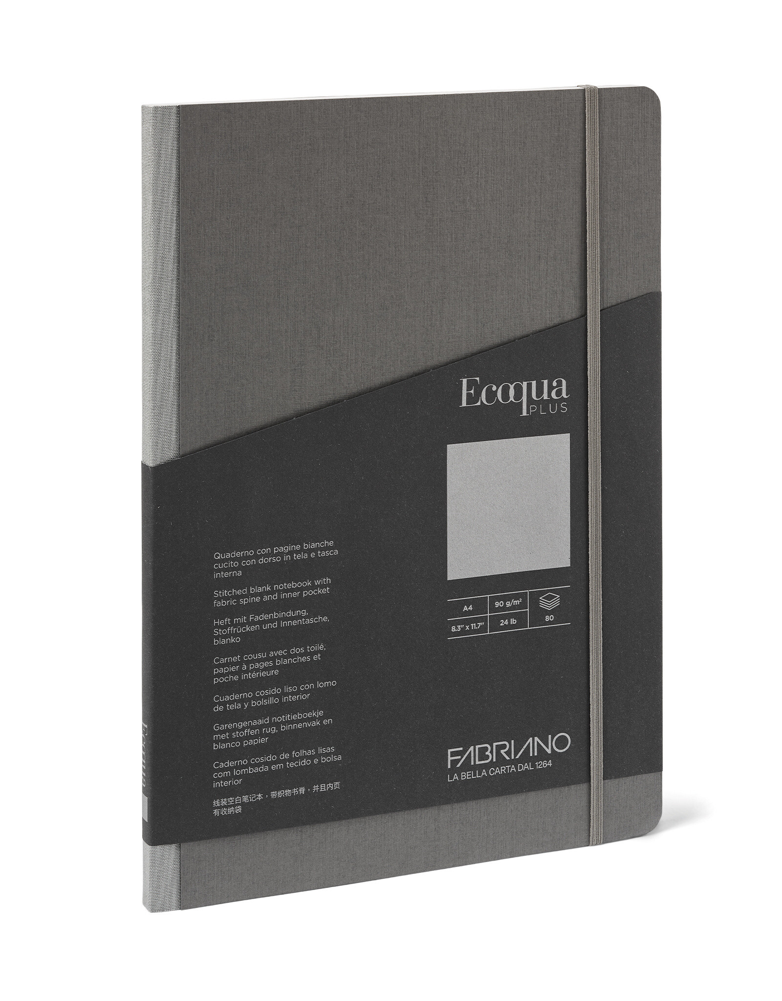 Ecoqua Plus Fabric Bound Notebook, Grey, A4, Blank