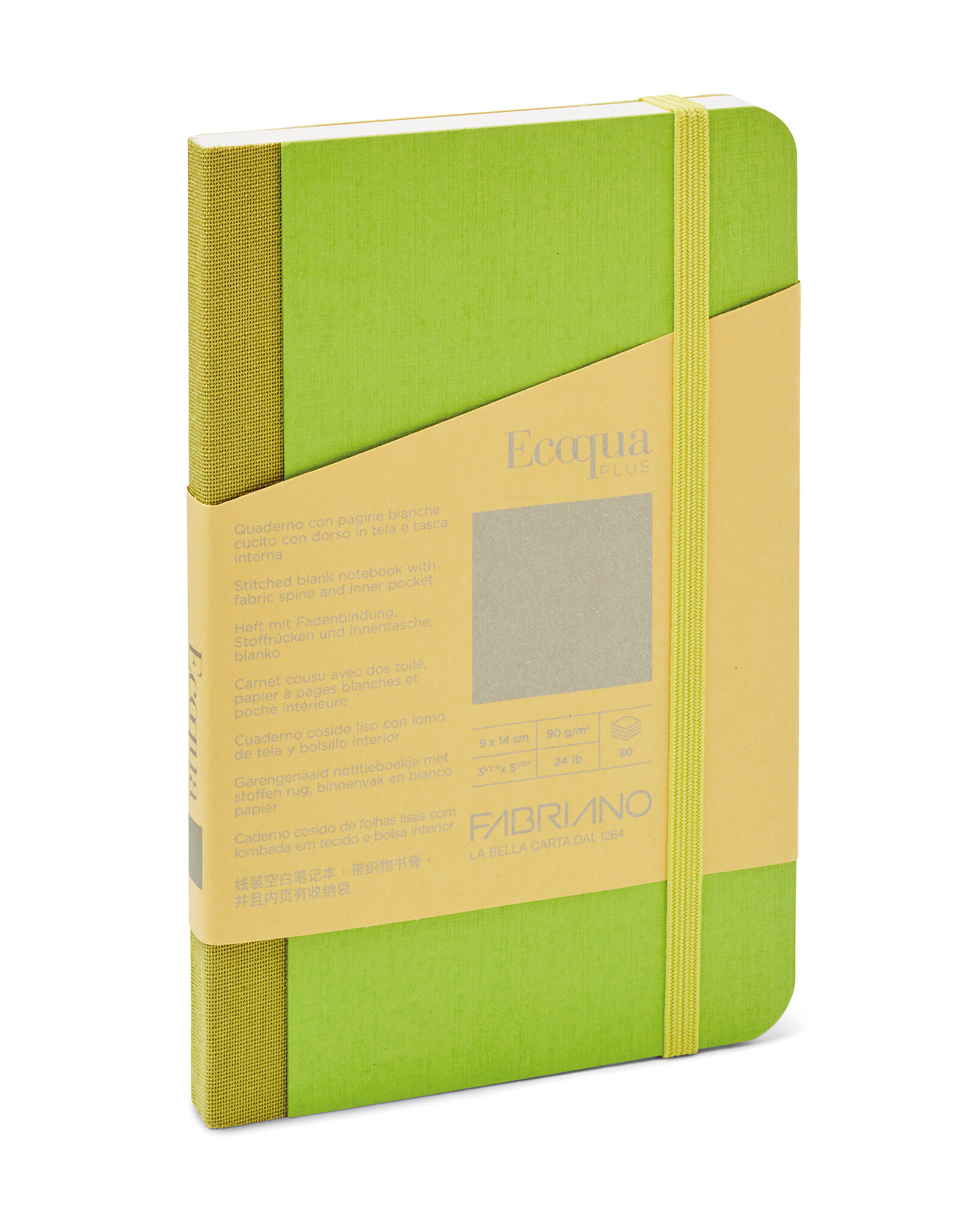 Ecoqua Plus Fabric Bound Notebook, Lime, 3.5” x 5.5”, Blank