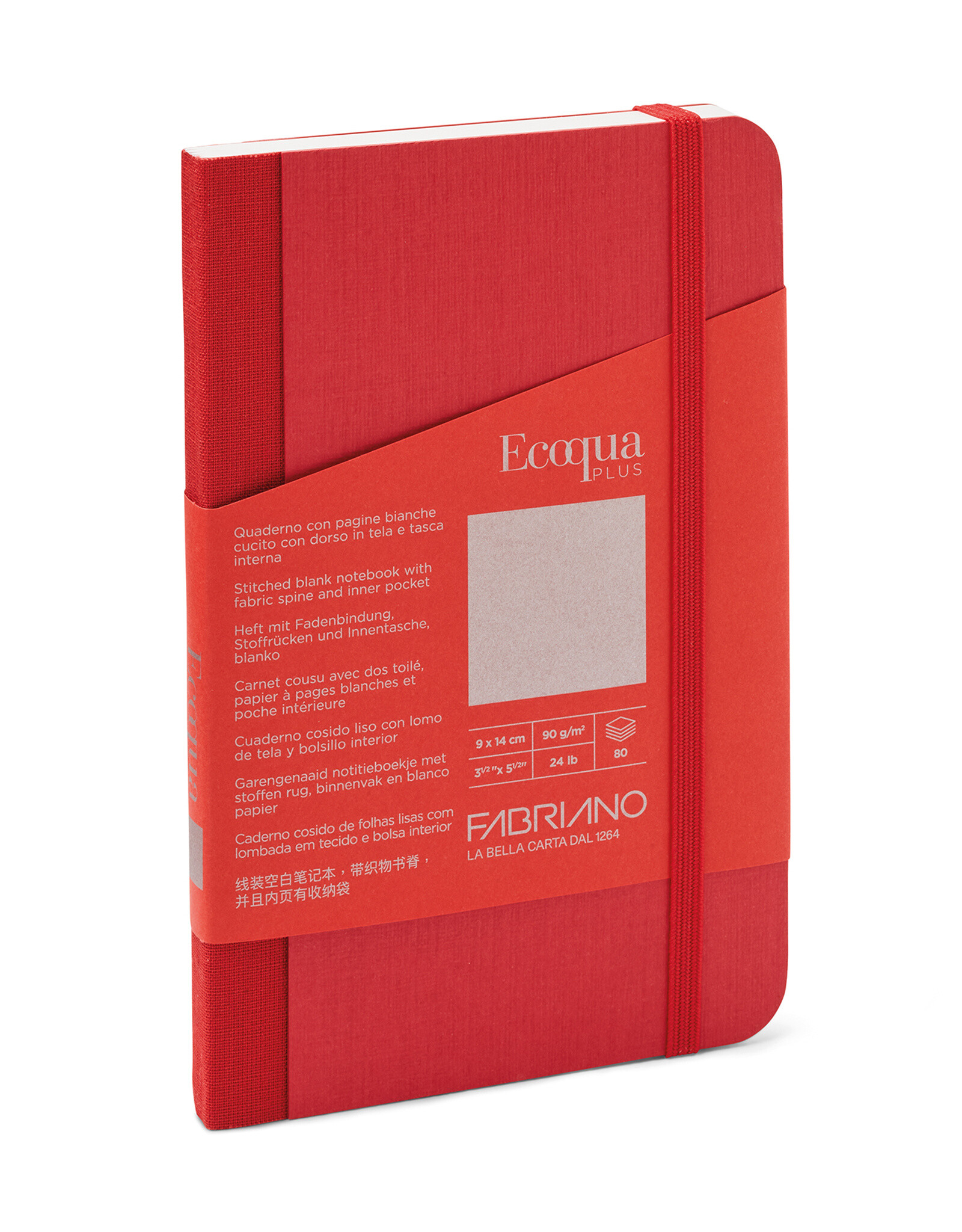 Ecoqua Plus Fabric Bound Notebook, Red, 3.5” x 5.5”, Blank