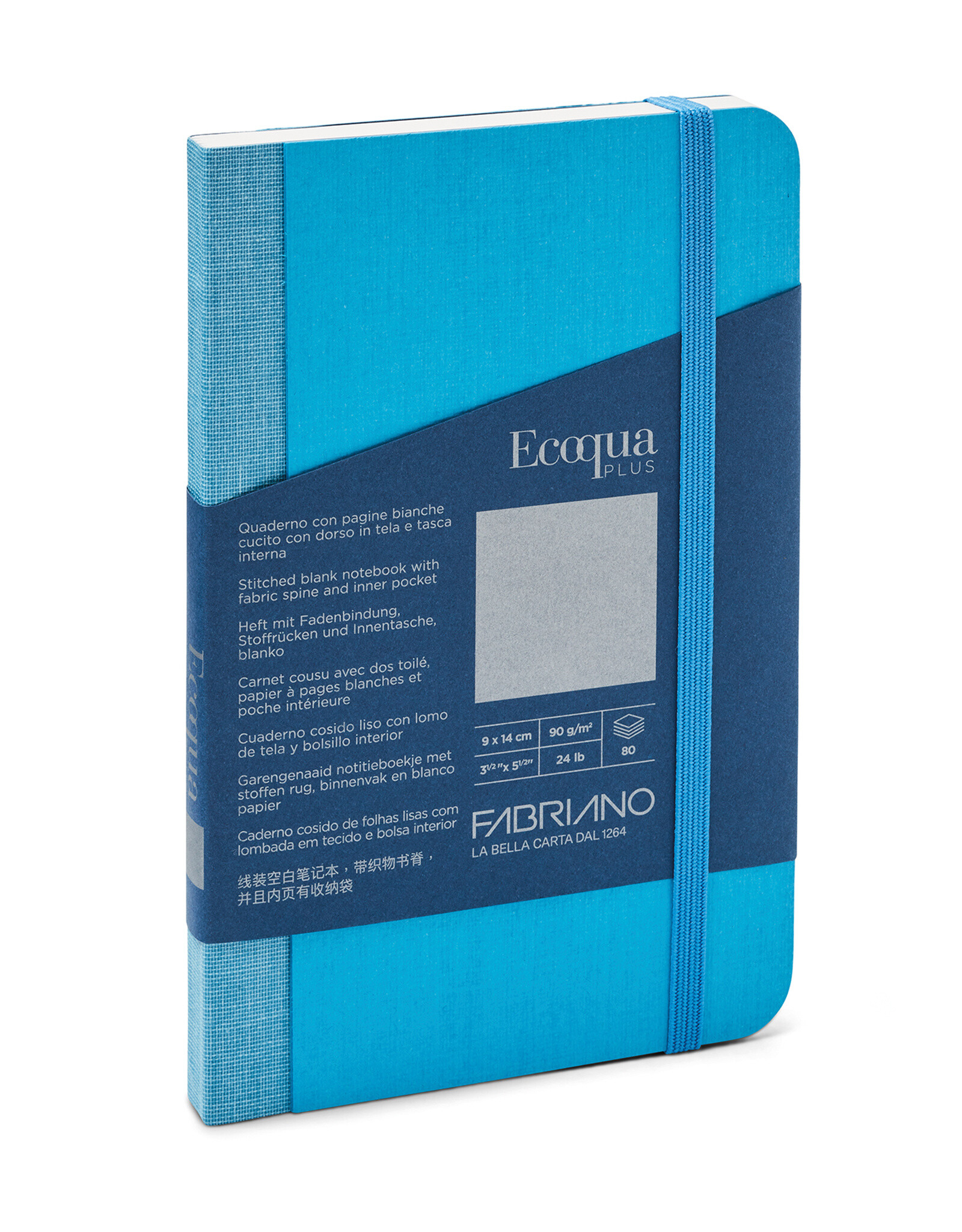 Ecoqua Plus Fabric Bound Notebook, Turquoise, 3.5” x 5.5”, Blank