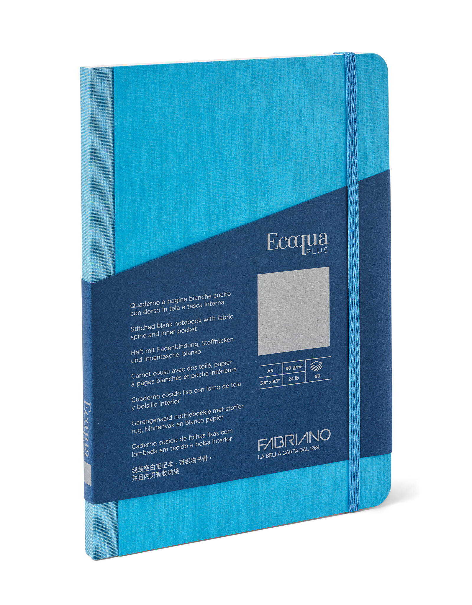 Ecoqua Plus Fabric Bound Notebook, Turquoise, A5, Blank