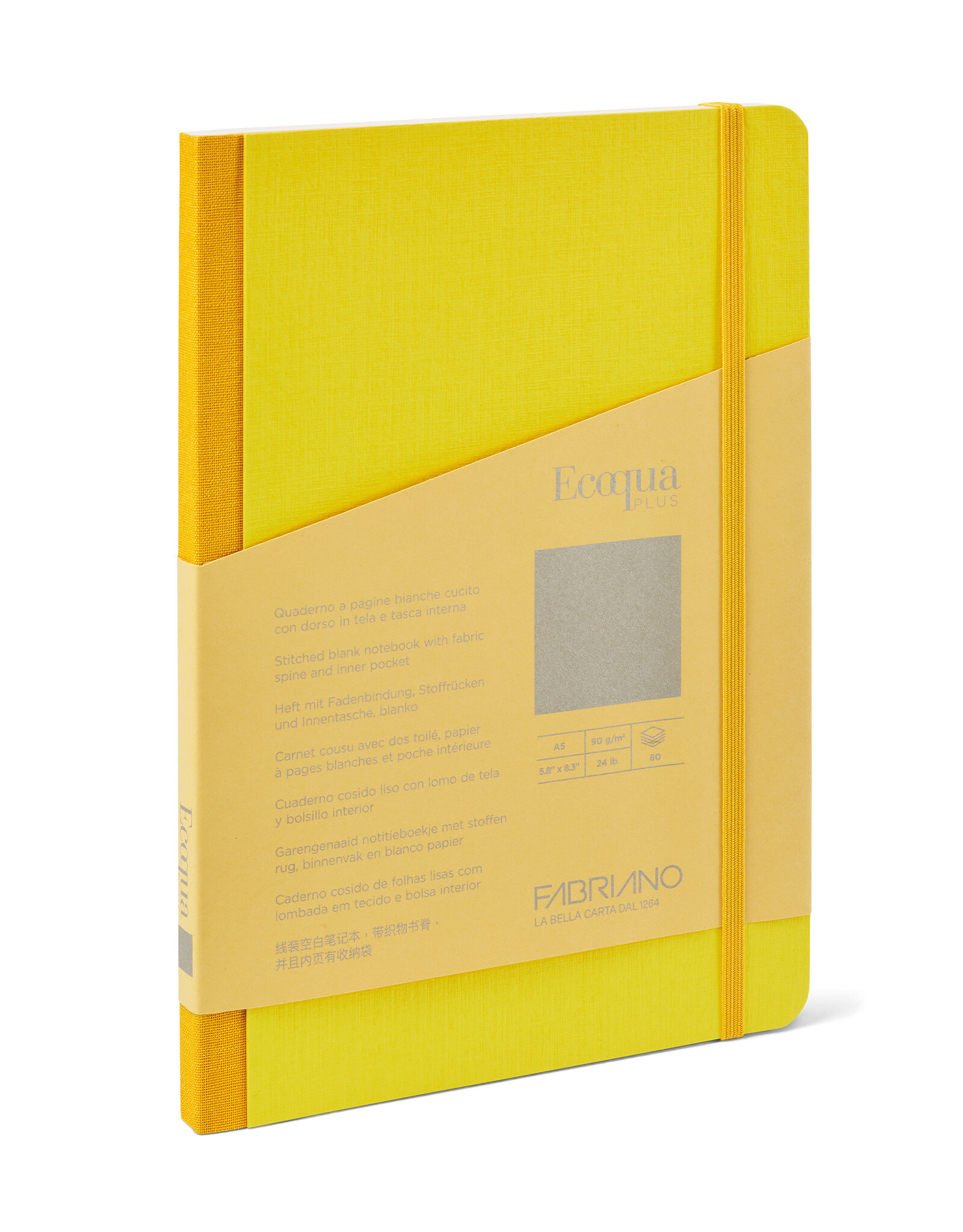 Ecoqua Plus Fabric Bound Notebook, Yellow, A5, Blank