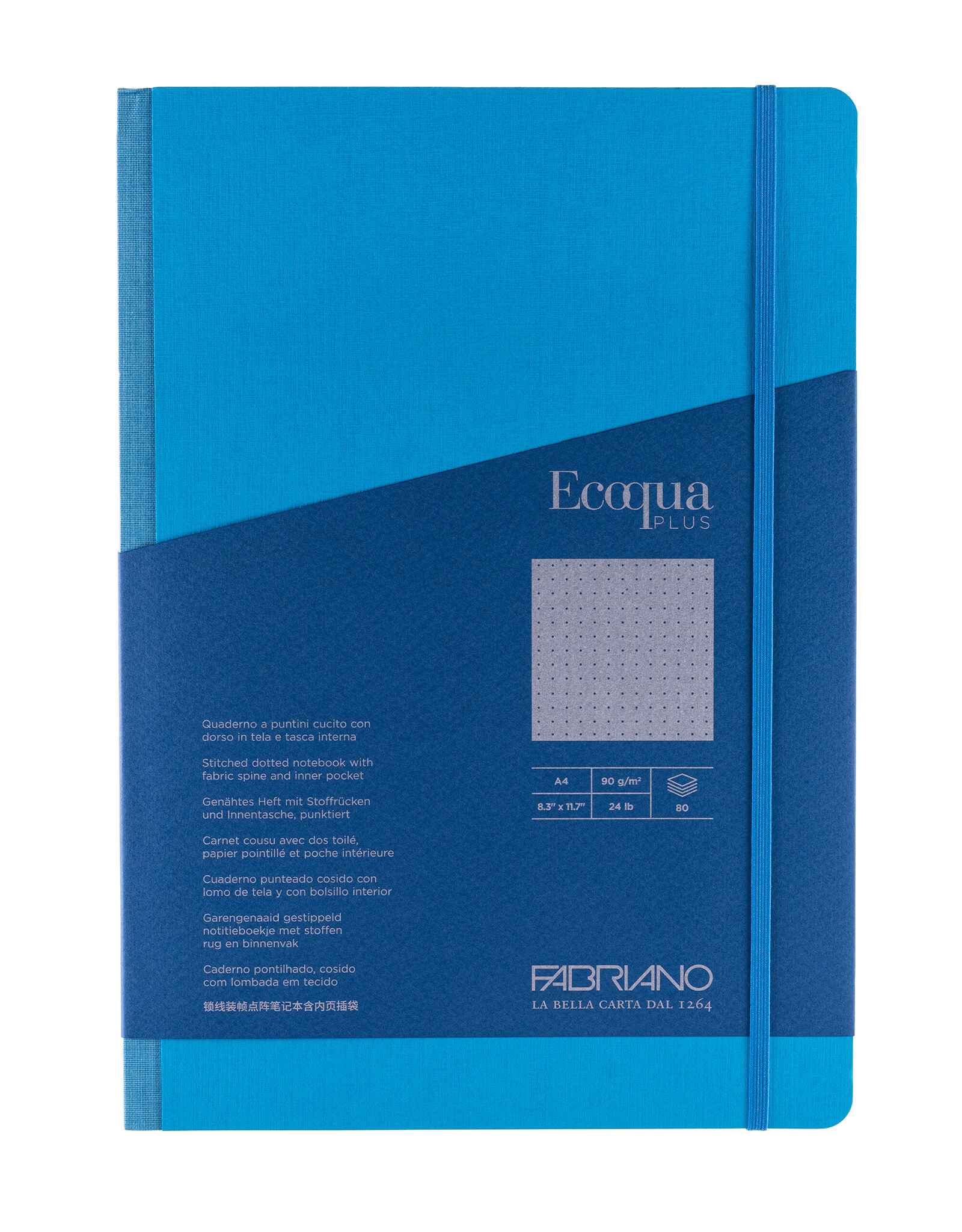 Ecoqua Plus Fabric Bound Notebook, Turquoise, A4, Dotted