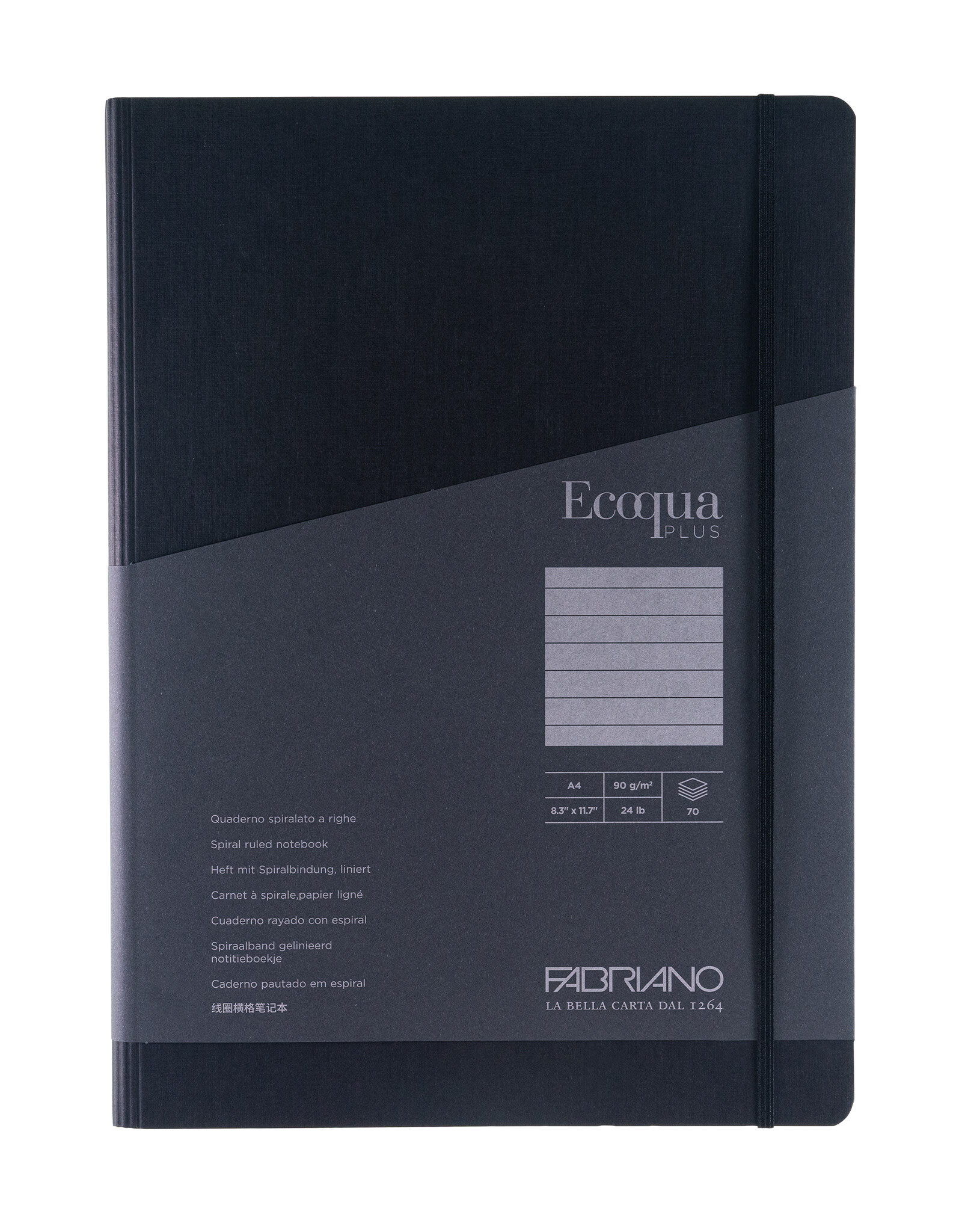 CLEARANCE Ecoqua Plus Hidden Spiral Notebook, Black, A4, Ruled