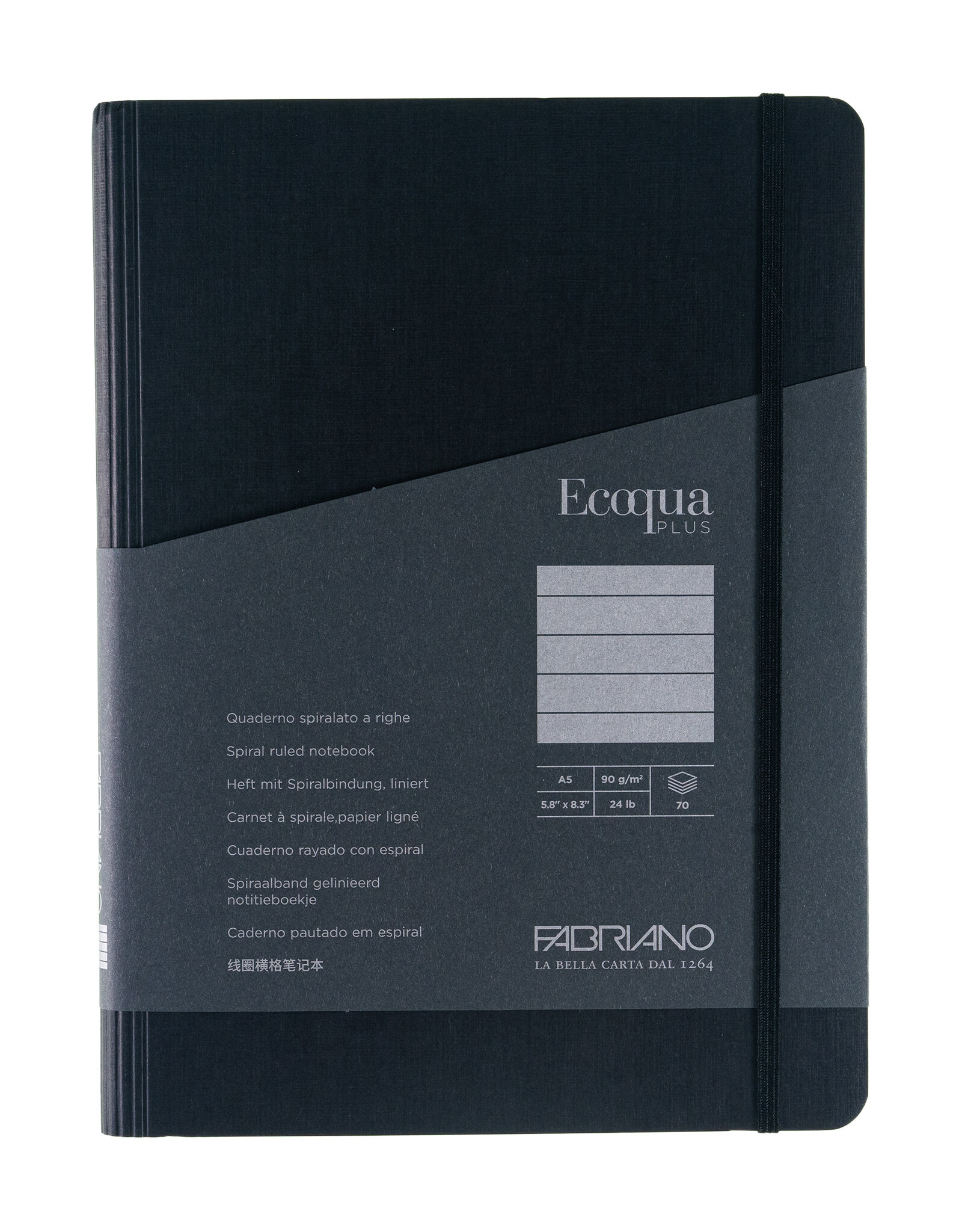 Ecoqua Plus Hidden Spiral Notebook, Black, A5, Ruled