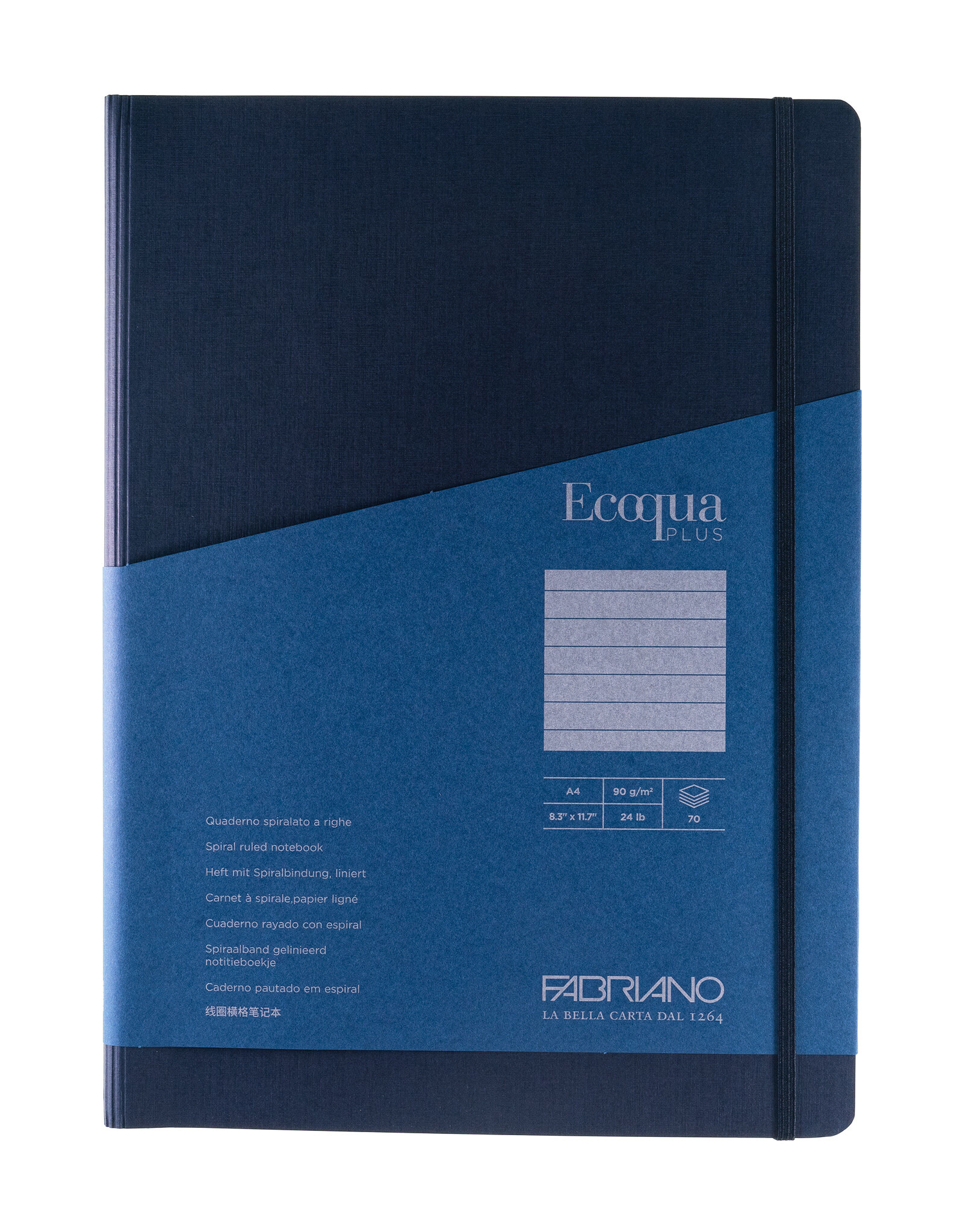 Ecoqua Plus Hidden Spiral Notebook, Navy, A4, Ruled
