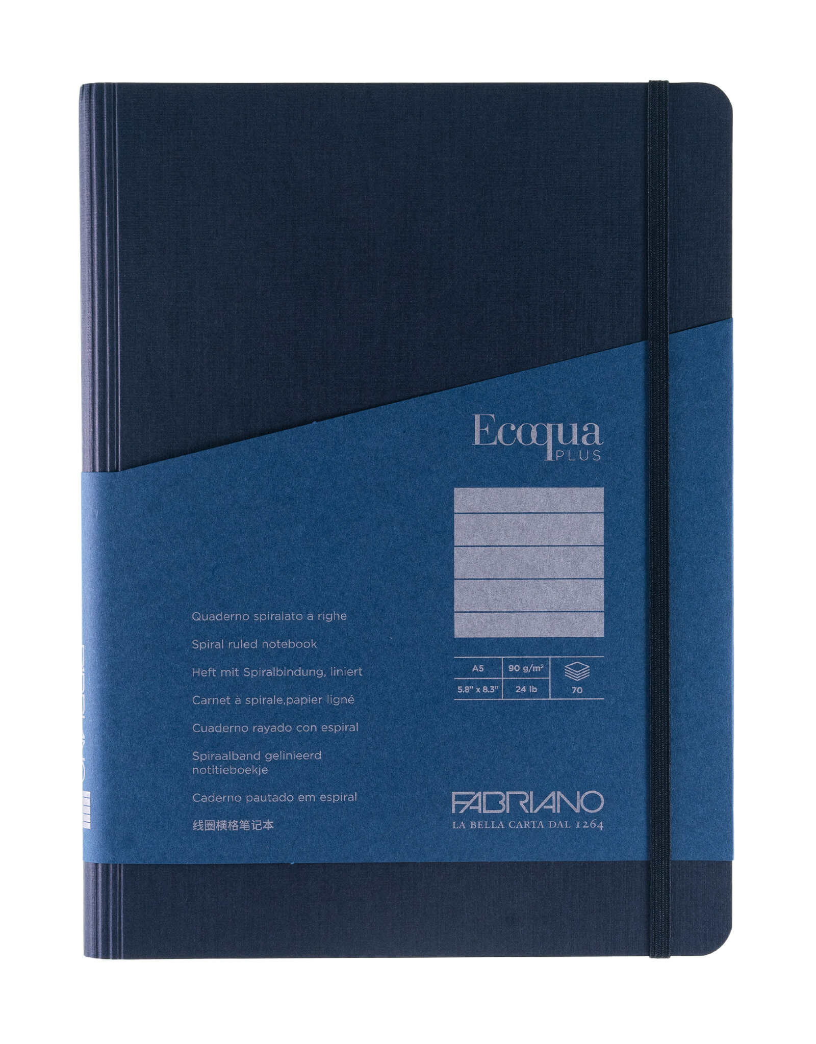 Ecoqua Plus Hidden Spiral Notebook, Navy, A5, Ruled