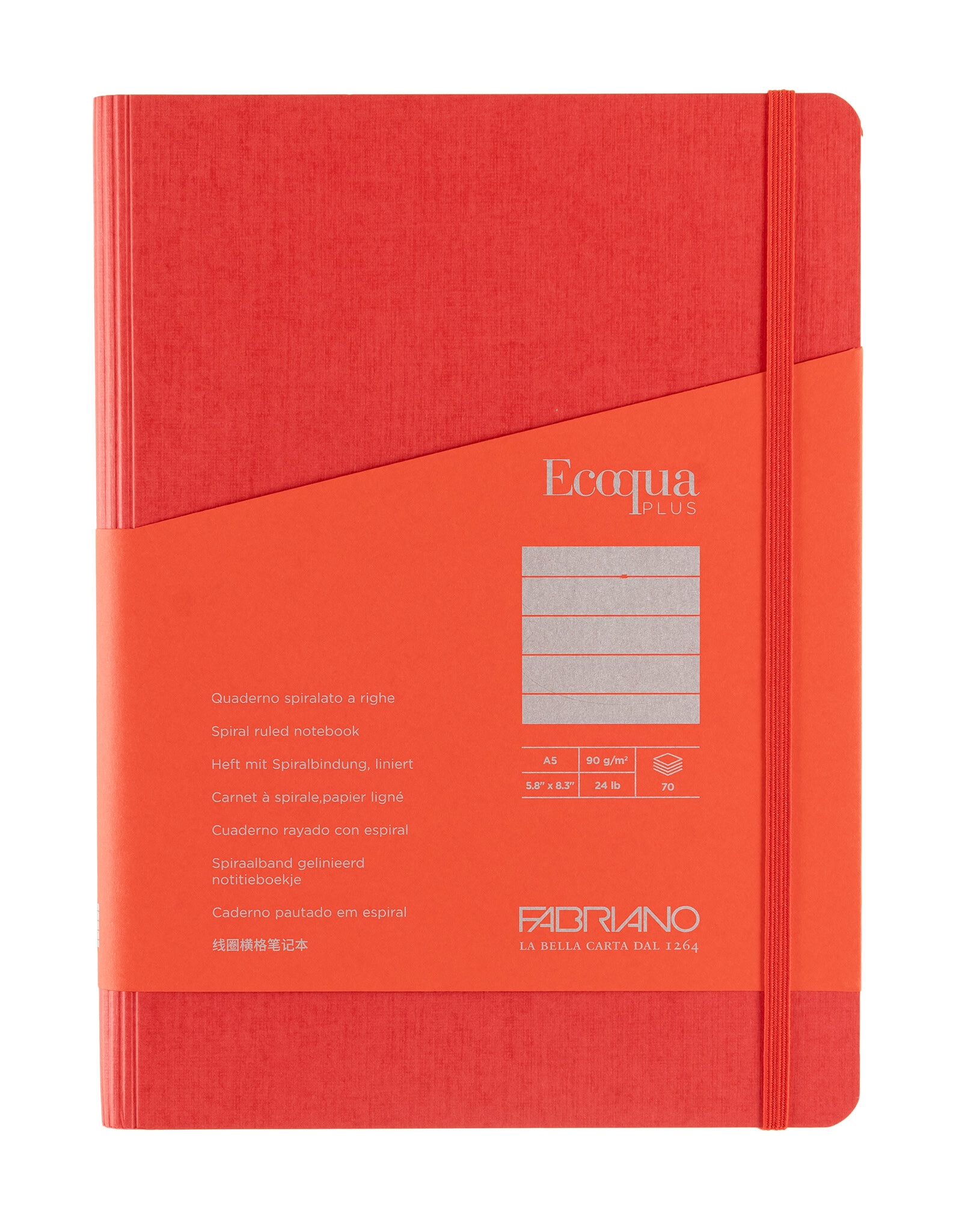 Ecoqua Plus Hidden Spiral Notebook, Red, A5, Ruled