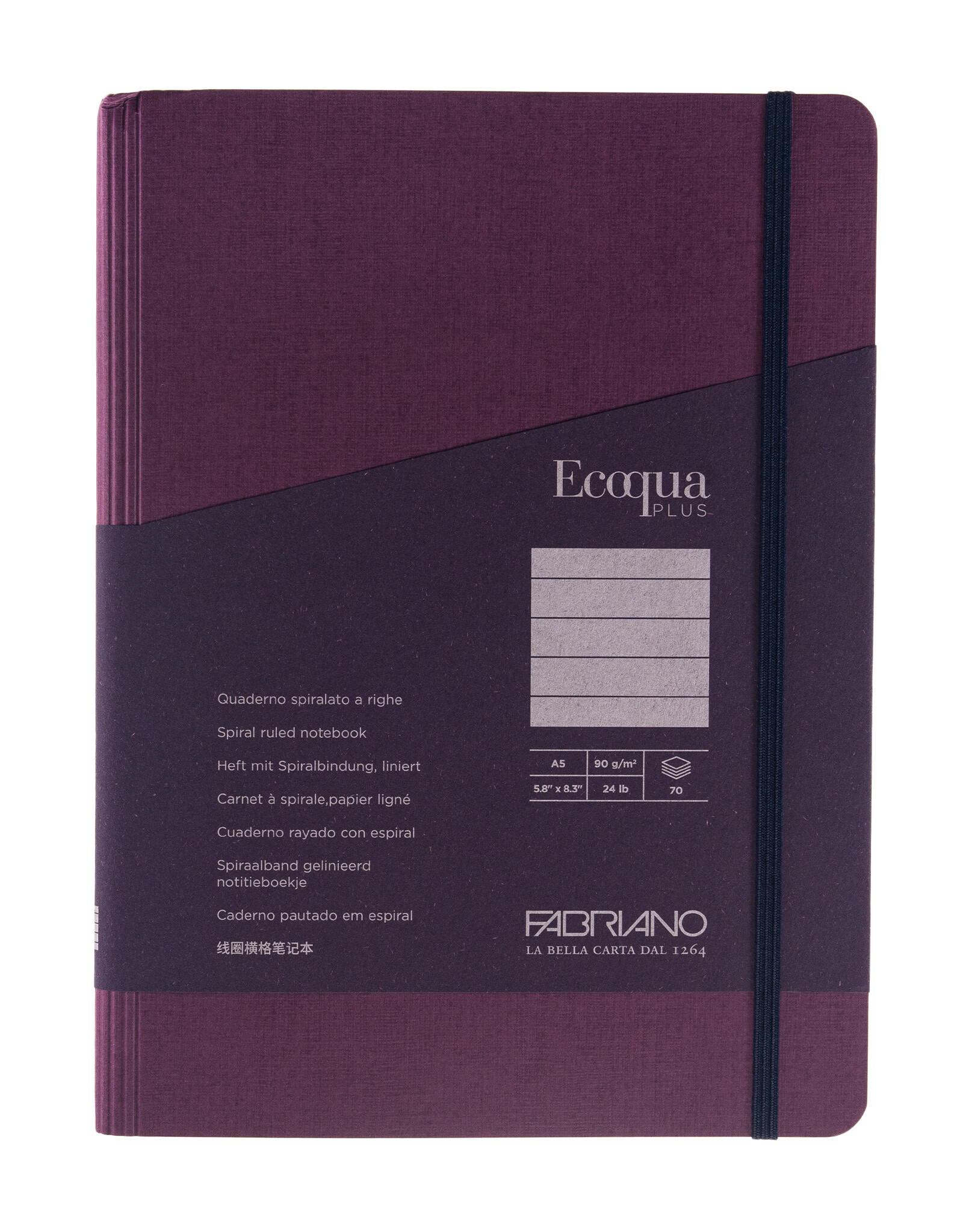Ecoqua Plus Hidden Spiral Notebook, Wine, A5, Ruled