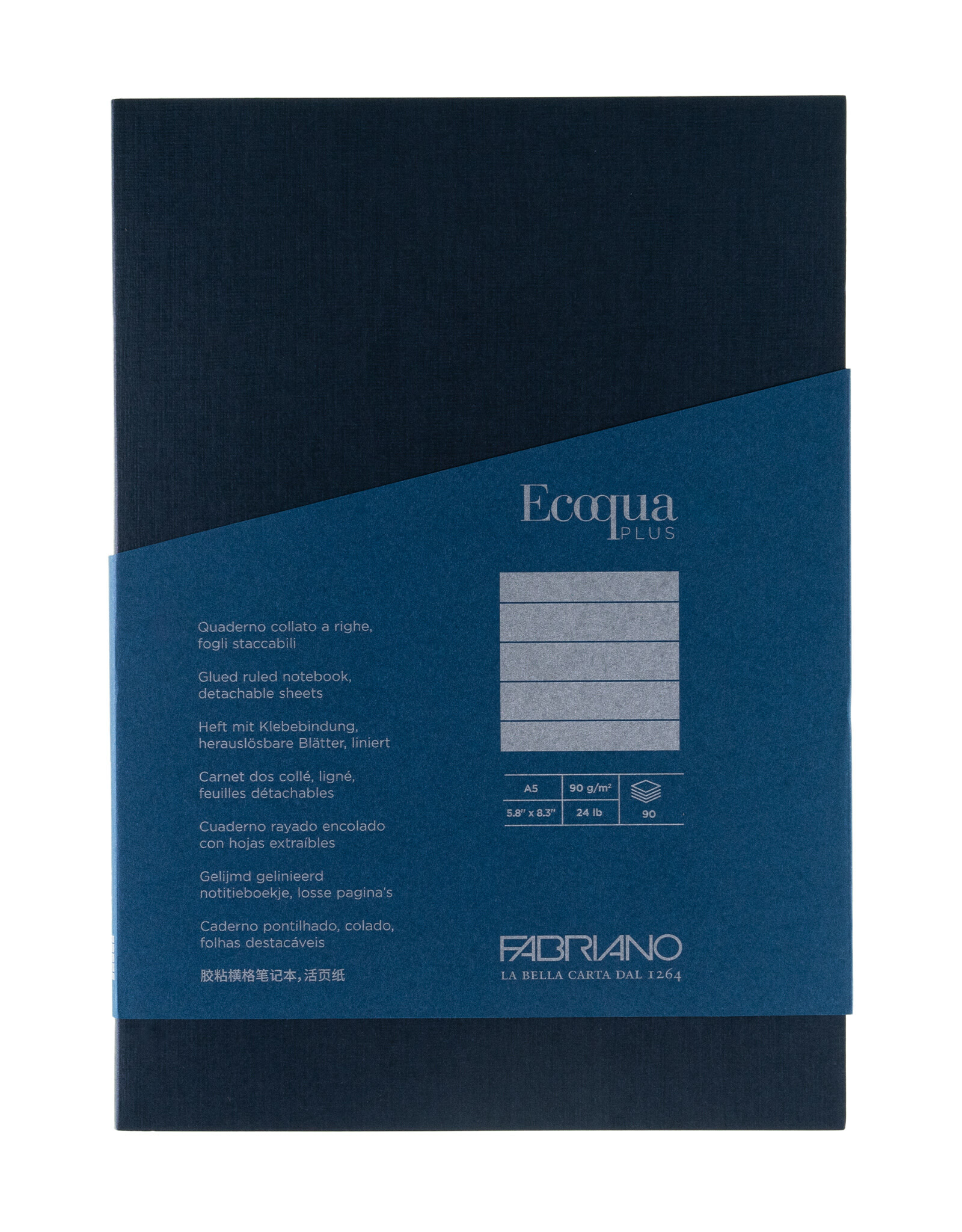 Ecoqua Plus Glue Bound Notebook, Navy, A5, Ruled