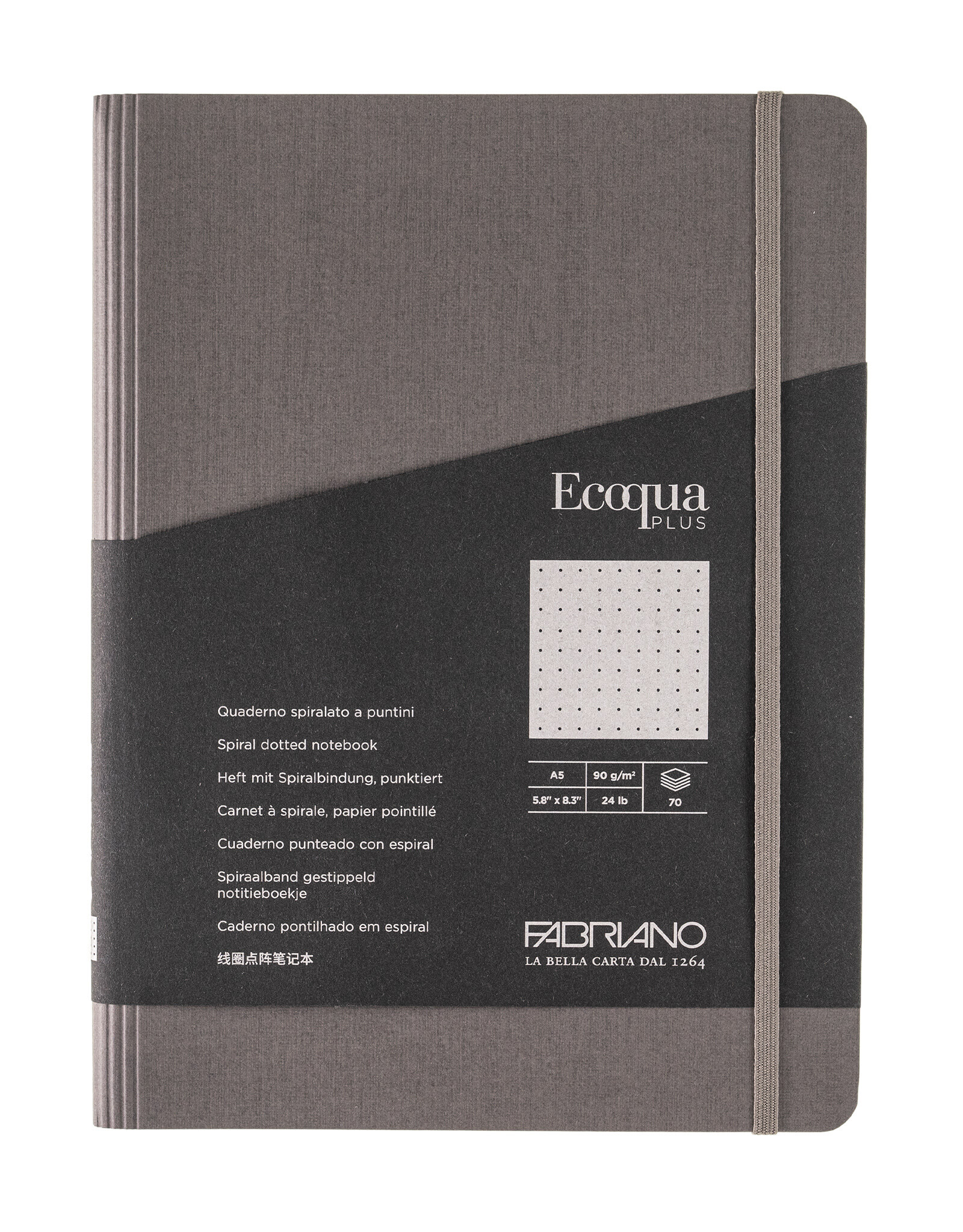 Ecoqua Plus Hidden Spiral Notebook, Grey, A5, Dotted