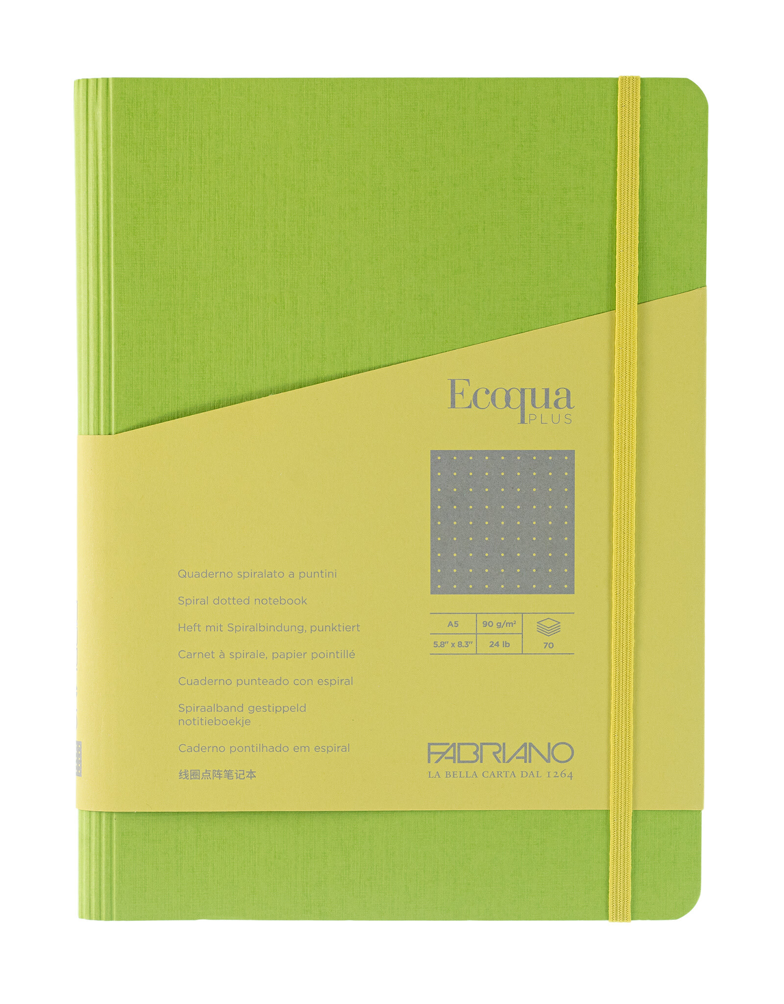 Ecoqua Plus Hidden Spiral Notebook, Lime, A5, Dotted
