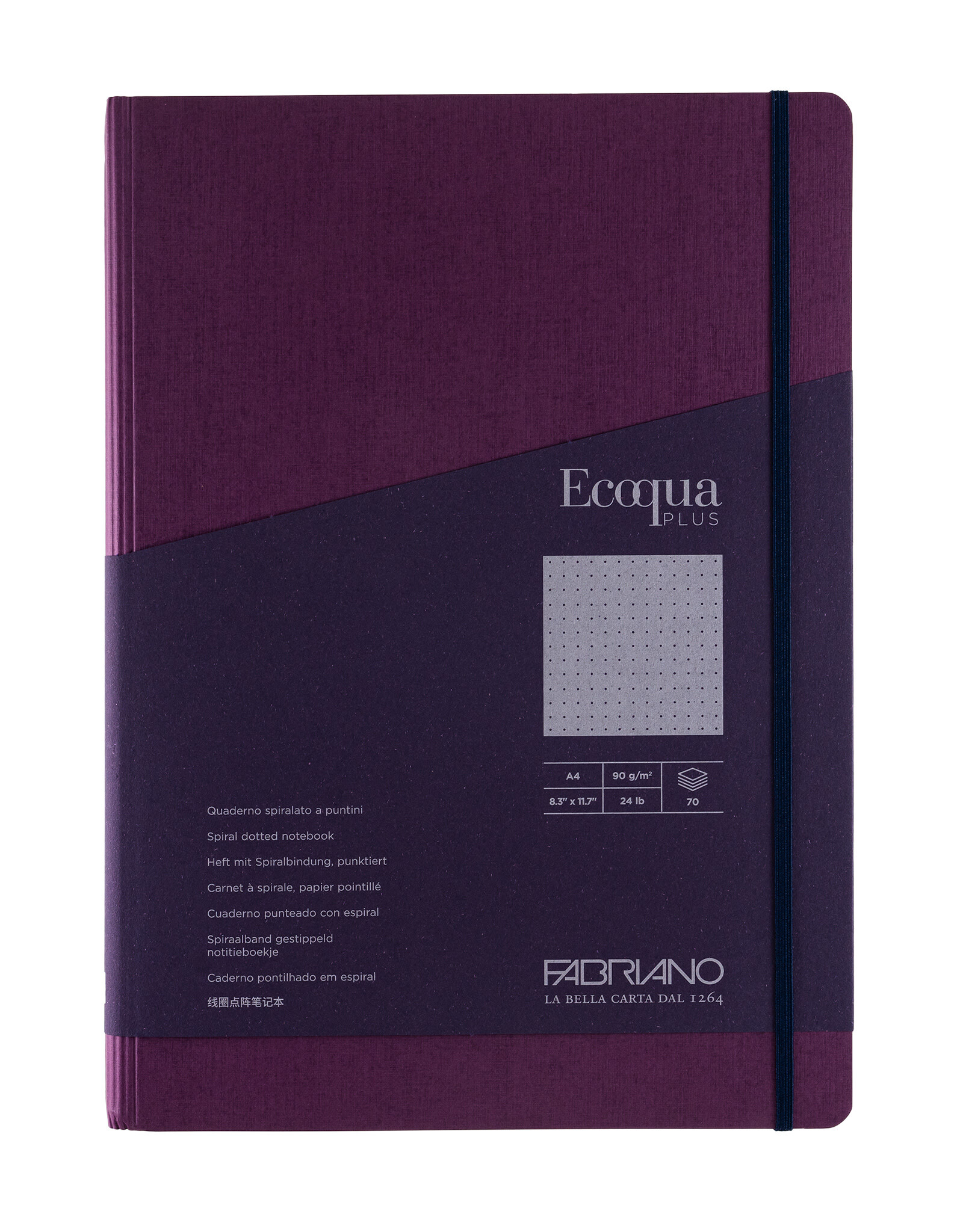 Ecoqua Plus Hidden Spiral Notebook, Wine, A4, Dotted