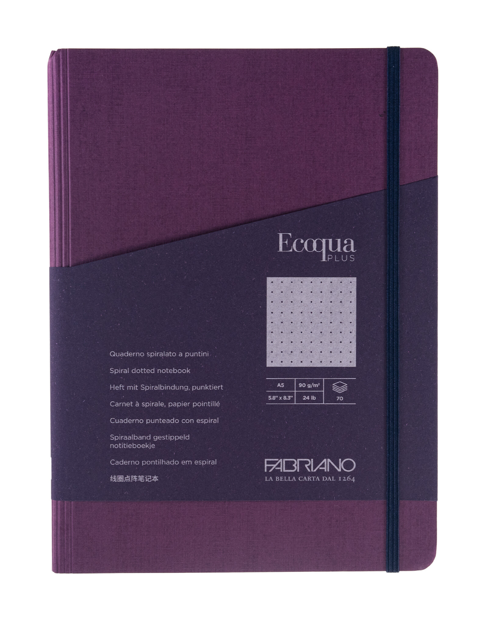 Ecoqua Plus Hidden Spiral Notebook, Wine, A5, Dotted