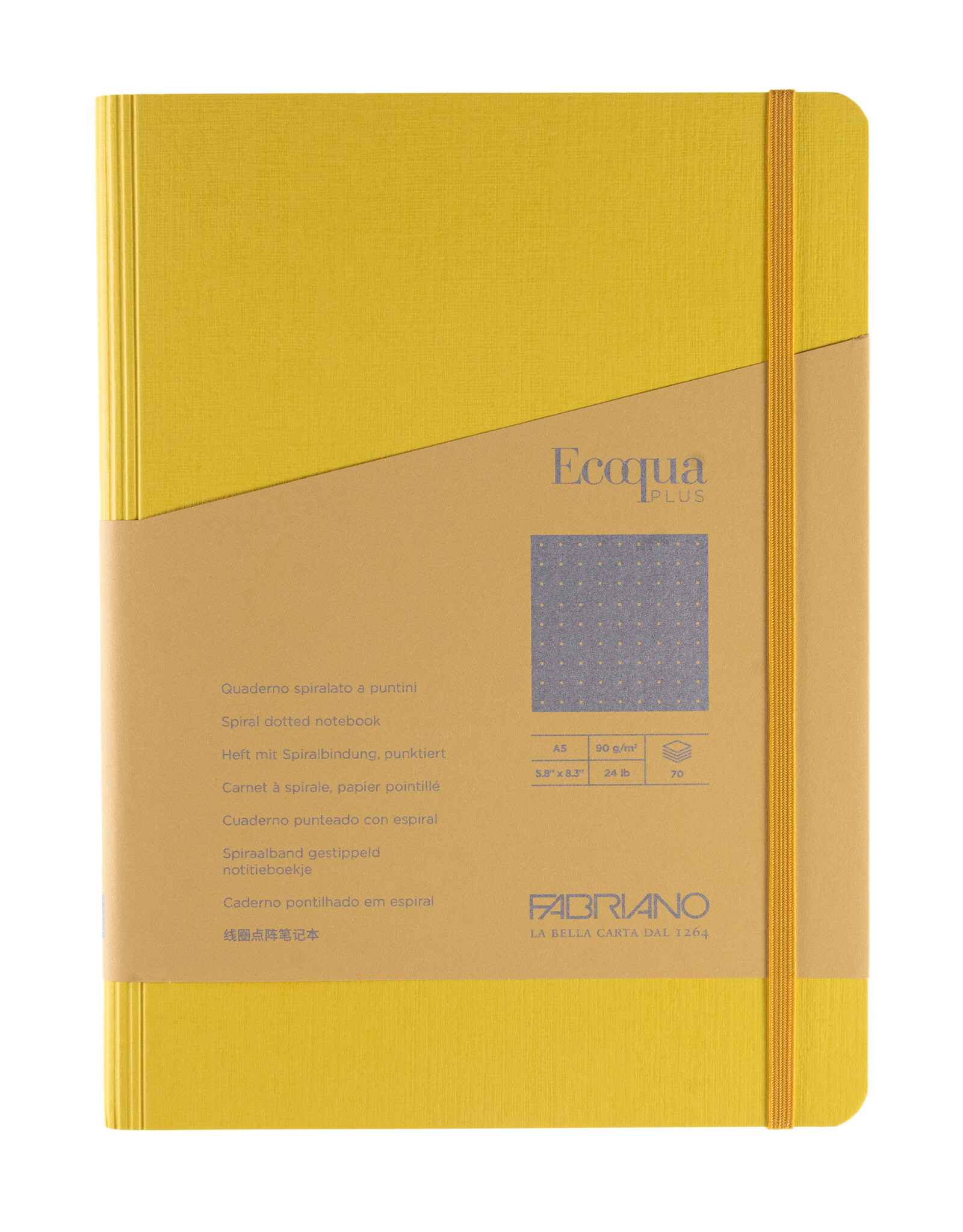 Ecoqua Plus Hidden Spiral Notebook, Yellow, A5, Dotted