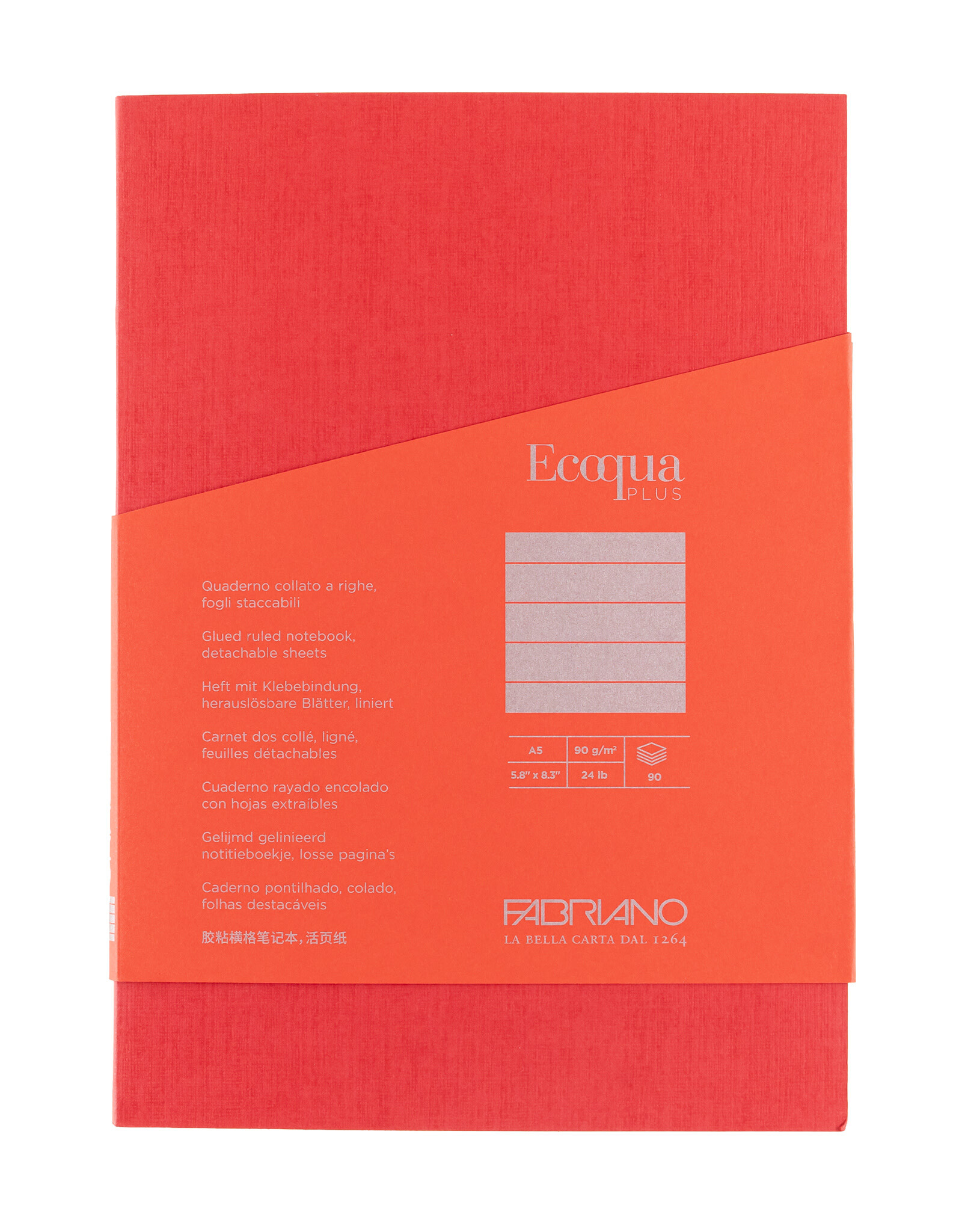 Ecoqua Plus Glue Bound Notebook, Red, A5, Ruled