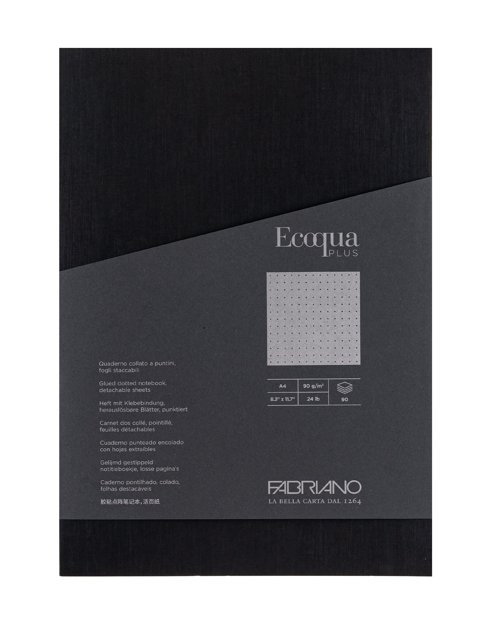 Ecoqua Plus Glue Bound Notebook, Black, A4, Dotted
