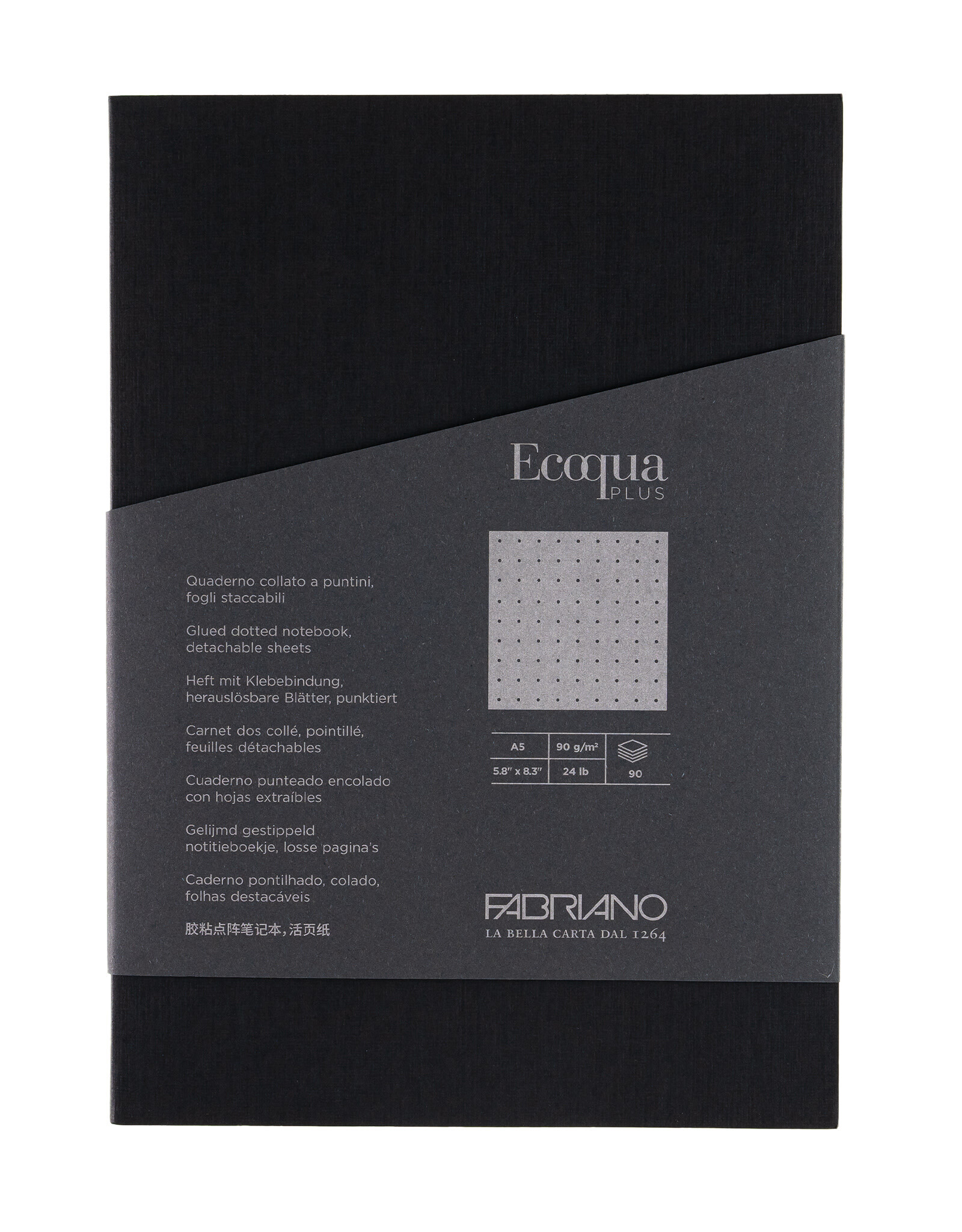 Ecoqua Plus Glue Bound Notebook, Black, A5, Dotted