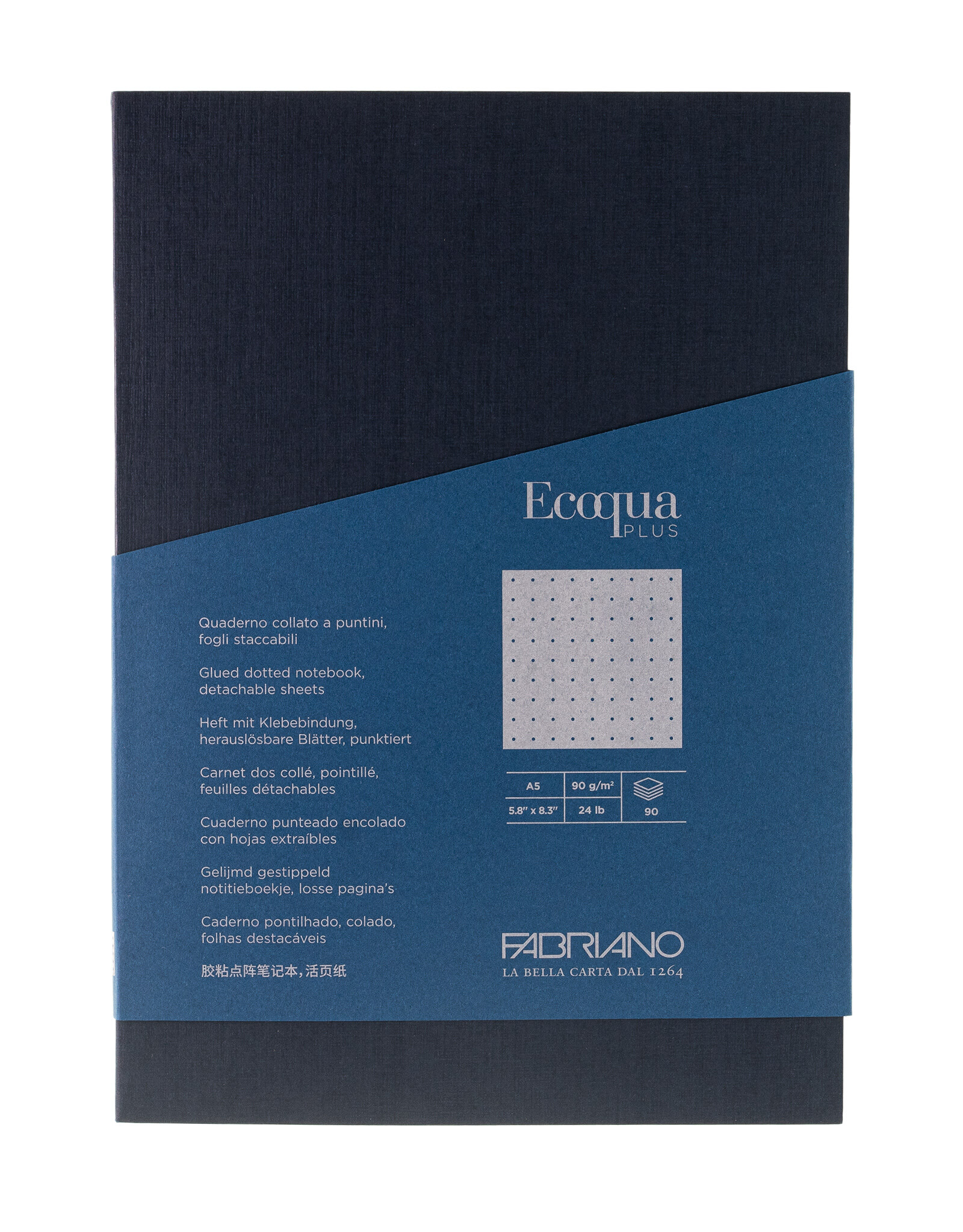 Ecoqua Plus Glue Bound Notebook, Navy, A5, Dotted